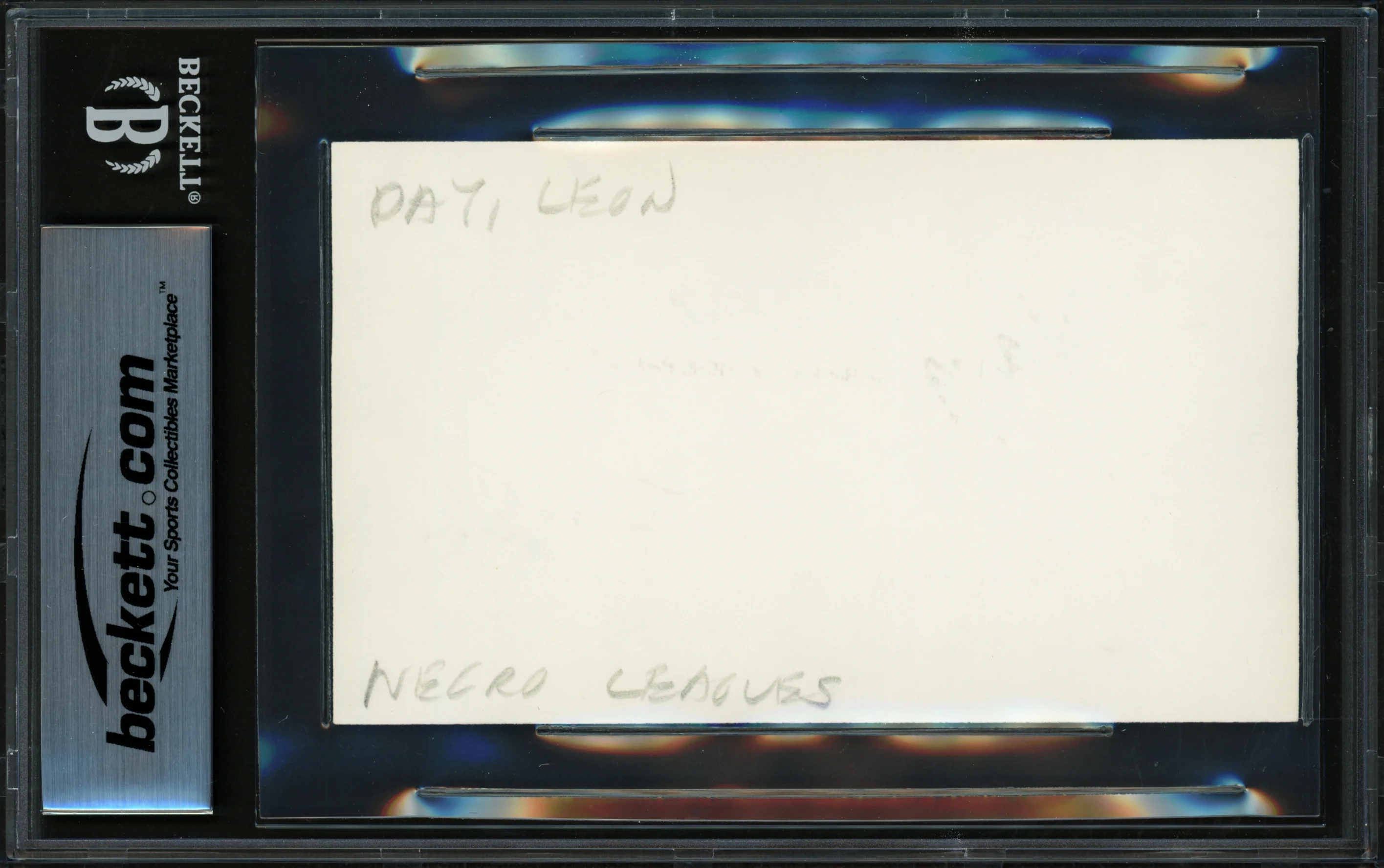 Leon Day Autographed 3x5 Index Card Negro Leagues "Hang in there" Beckett BAS #17856791 - Image 2