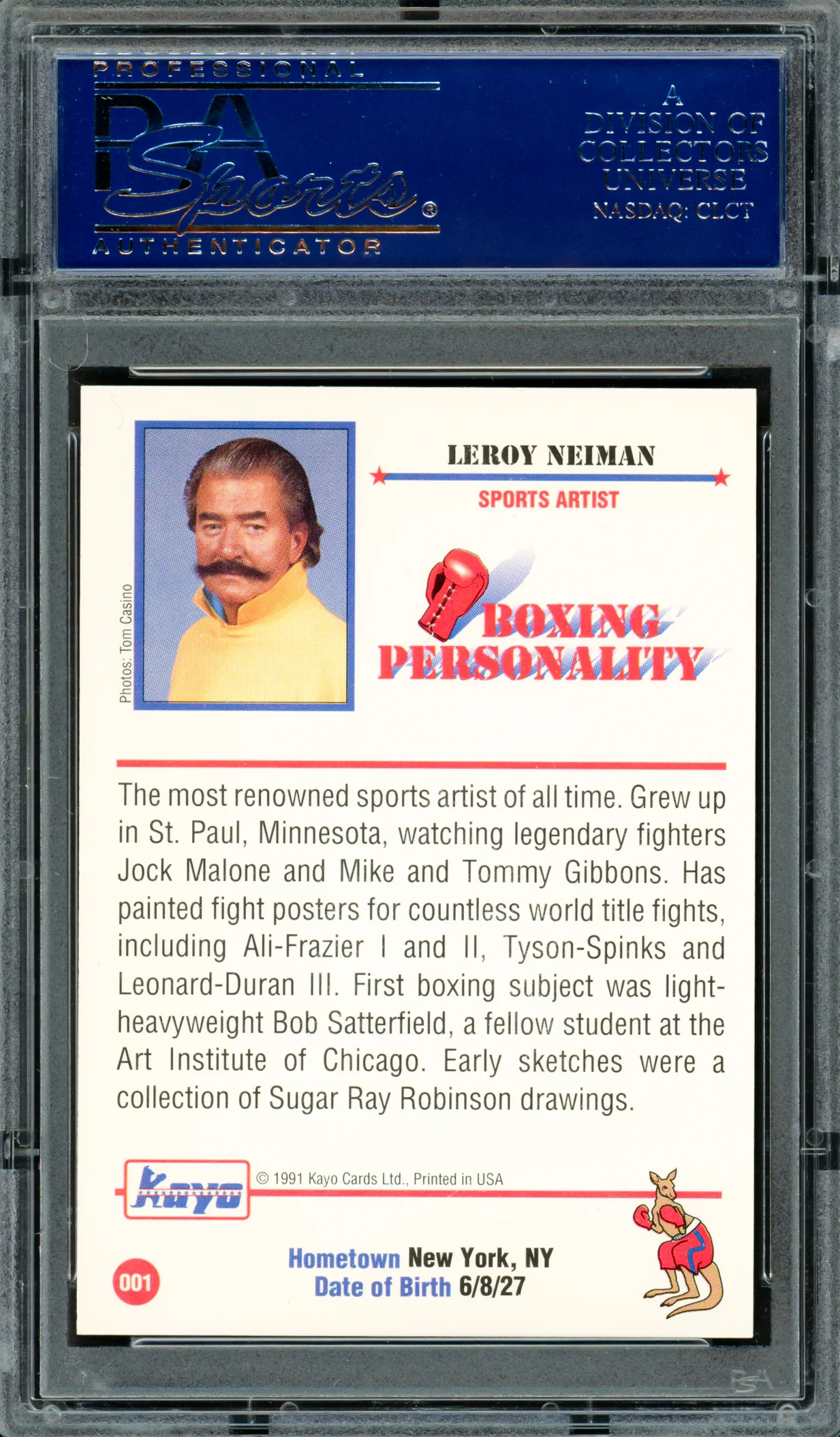 Leroy Neiman Autographed 1991 Kayo Card #1 PSA/DNA #83300903 - Image 2