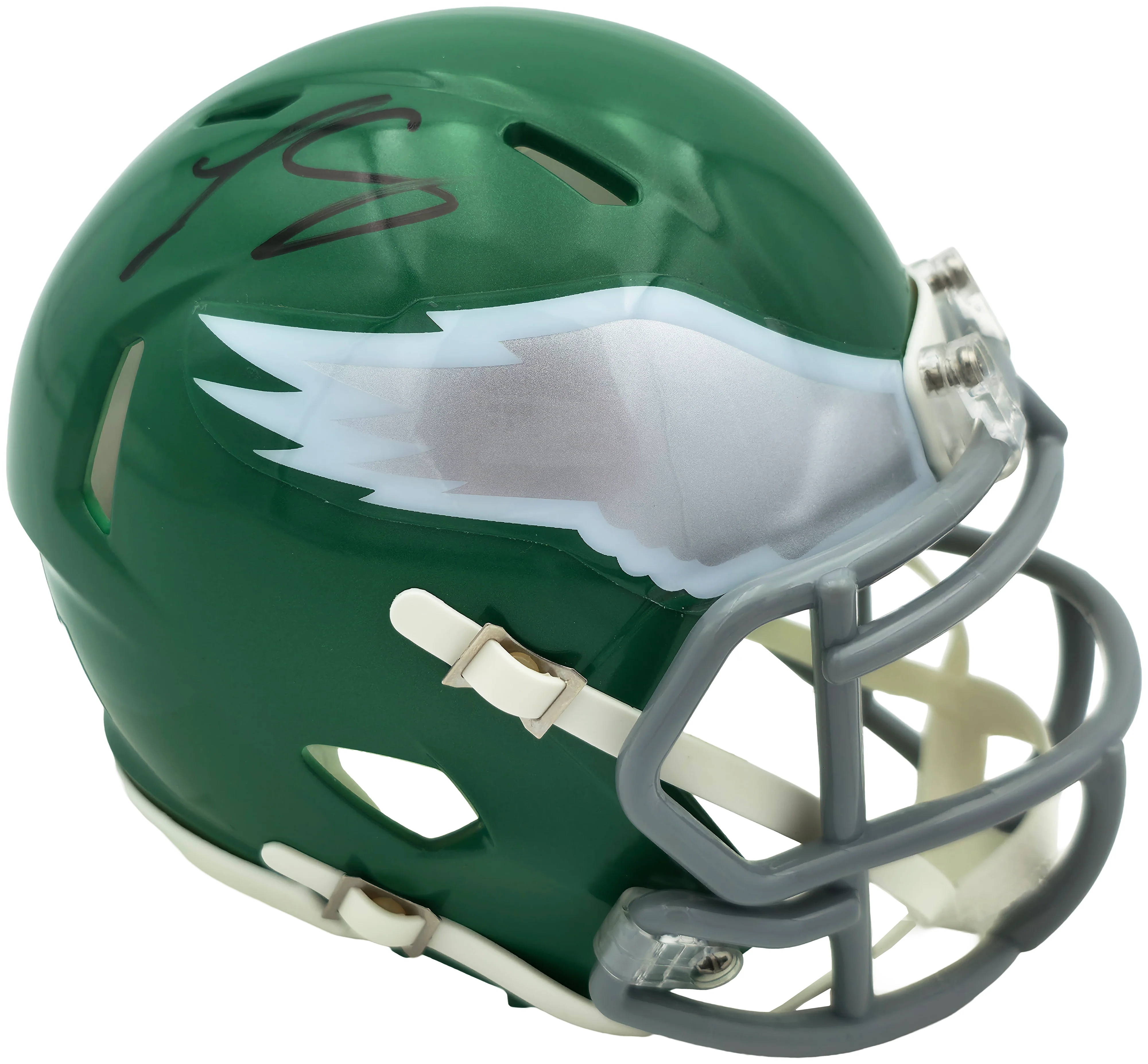 LeSean McCoy Autographed Philadelphia Eagles Green 2023 Alternate Speed Mini Helmet (In Black) Beckett BAS Witness Stock #261962