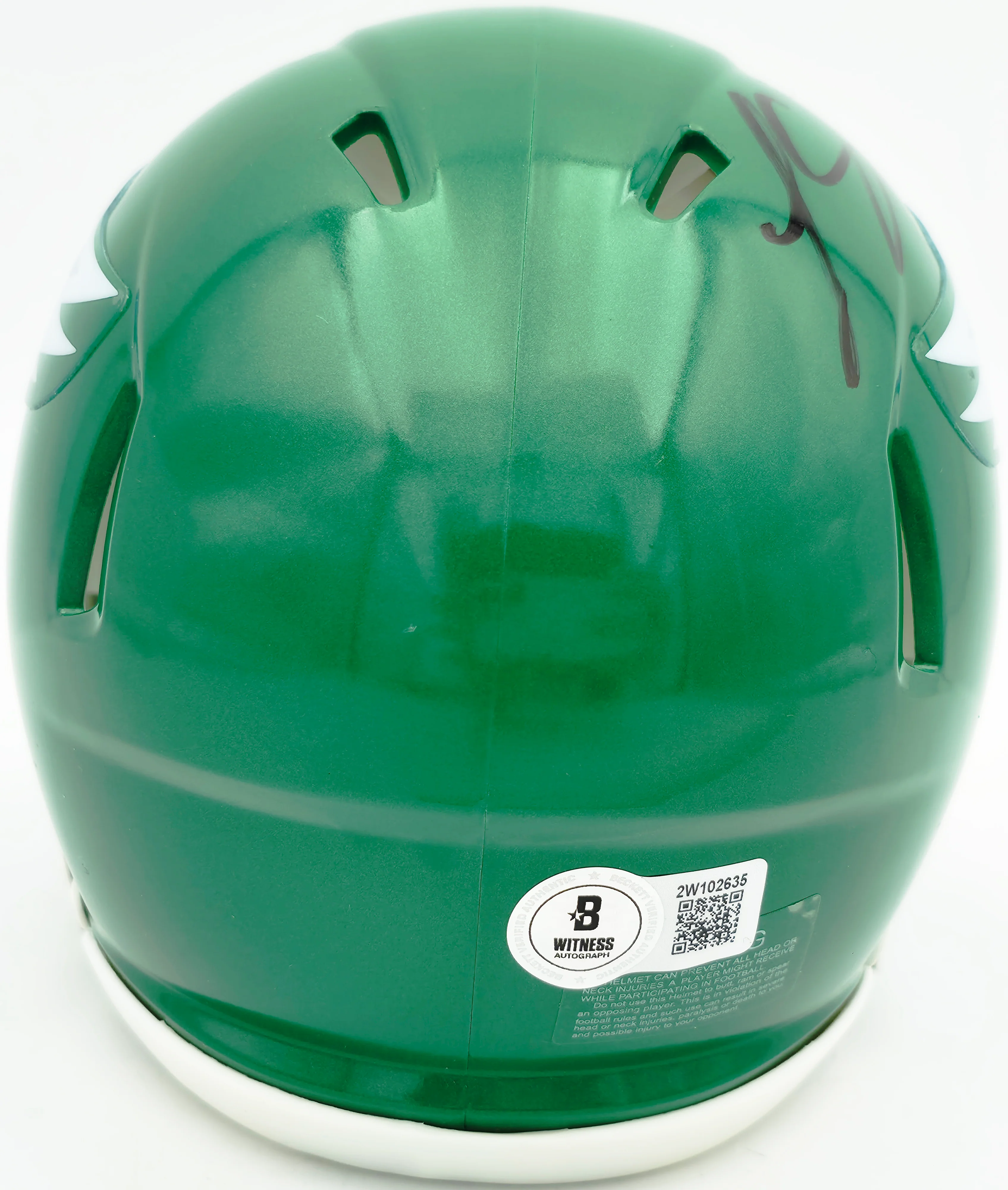 LeSean McCoy Autographed Philadelphia Eagles Green 2023 Alternate Speed Mini Helmet (In Black) Beckett BAS Witness Stock #261962 - Image 5