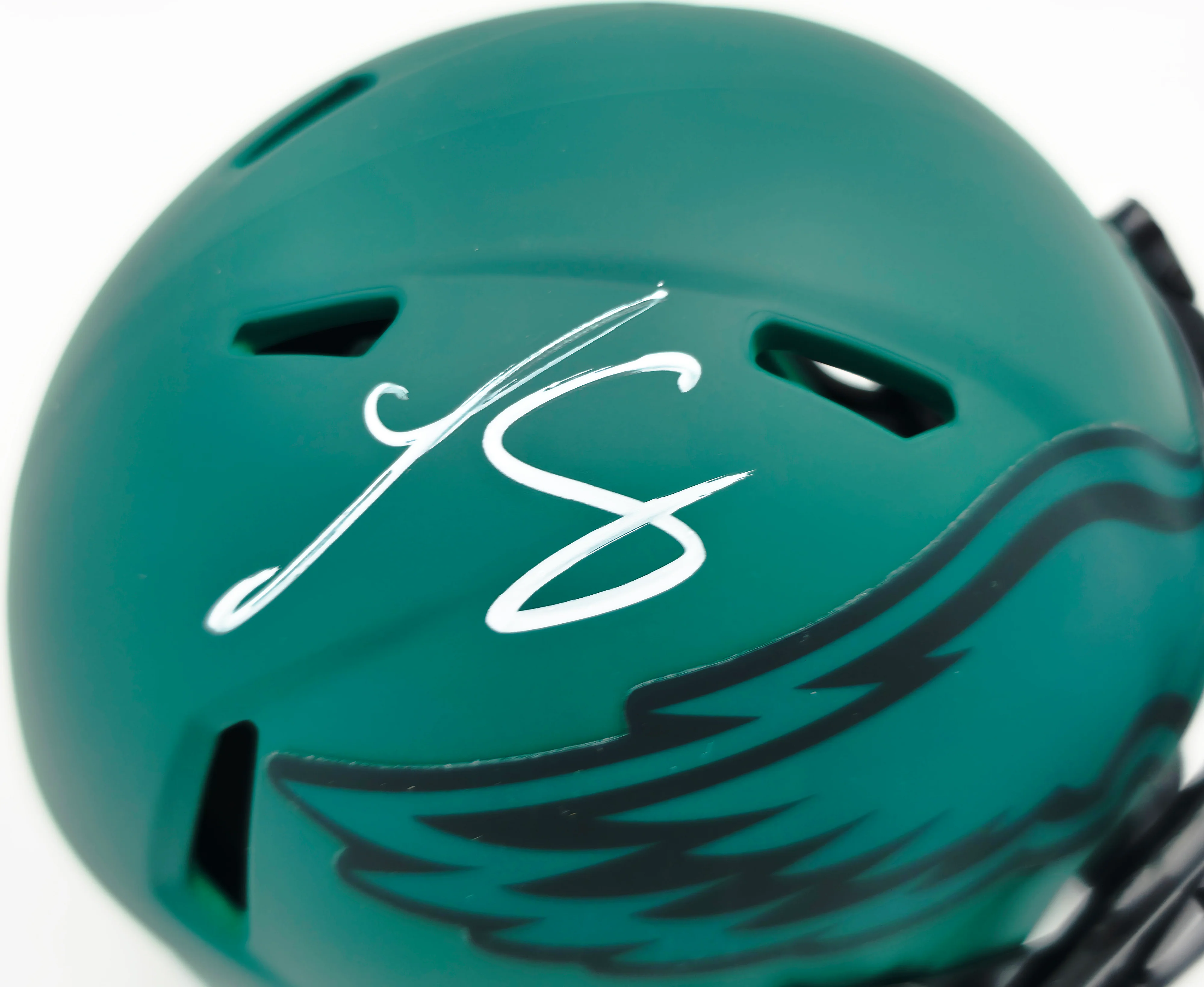 LeSean McCoy Autographed Philadelphia Eagles Rave Green Speed Mini Helmet Beckett BAS Witness Stock #261964 - Image 2