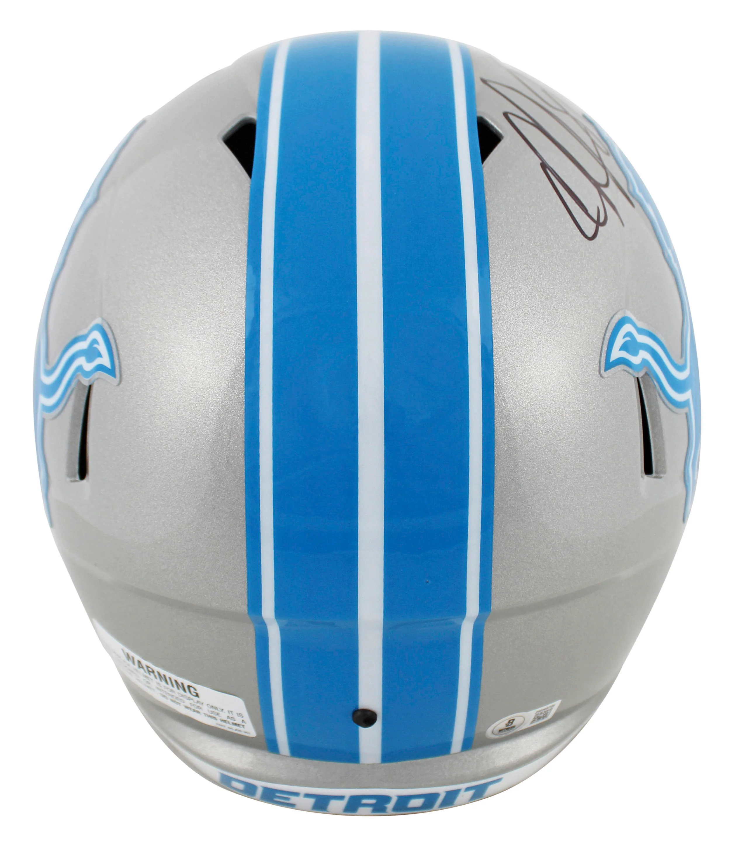 Lions Calvin Johnson Signed 2024 Full Size Speed Rep Helmet W/ Case BAS Witness - Image 4