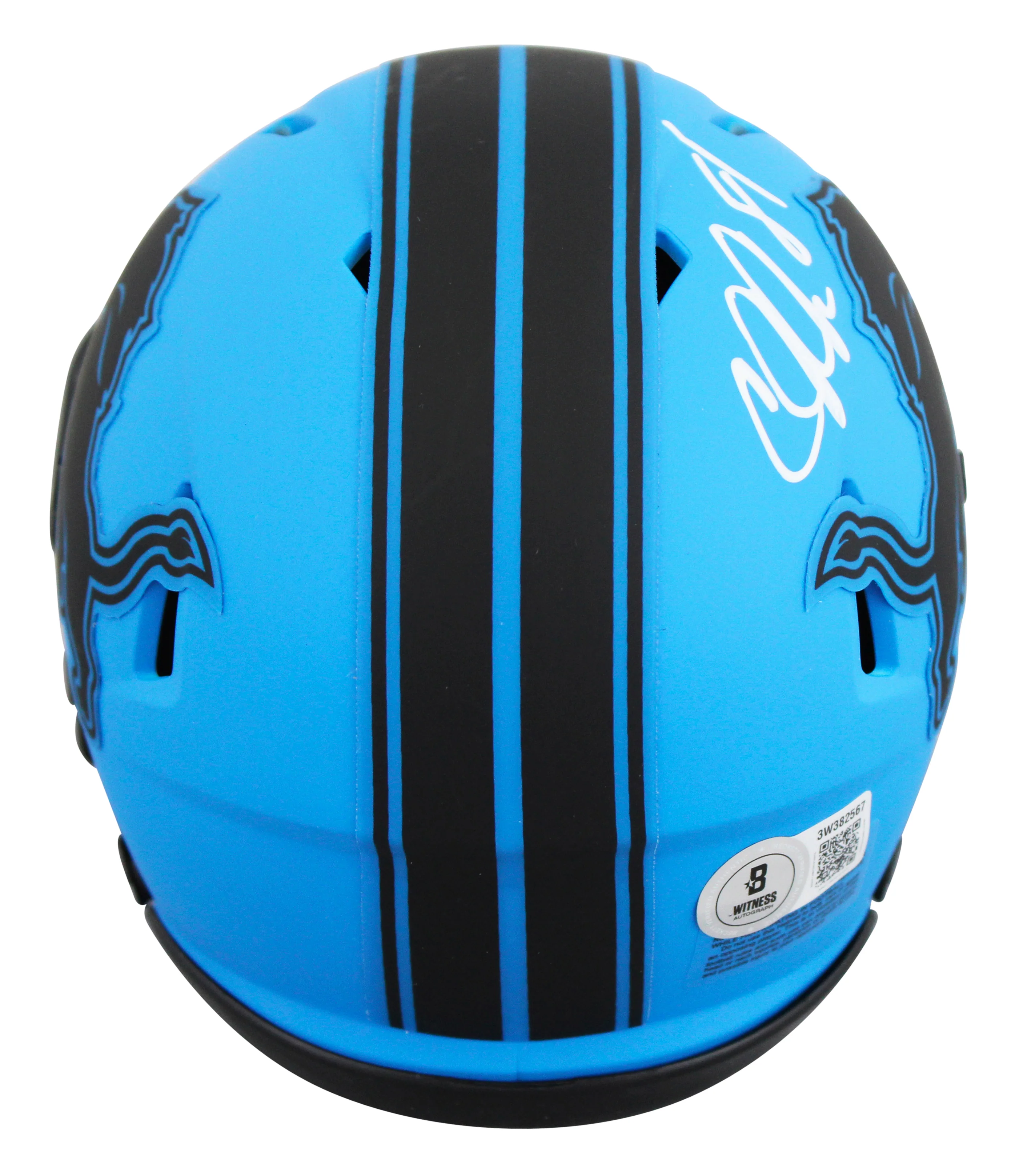 Lions Calvin Johnson Signed Rave Speed Mini Helmet W/ Case BAS Witnessed - Image 4