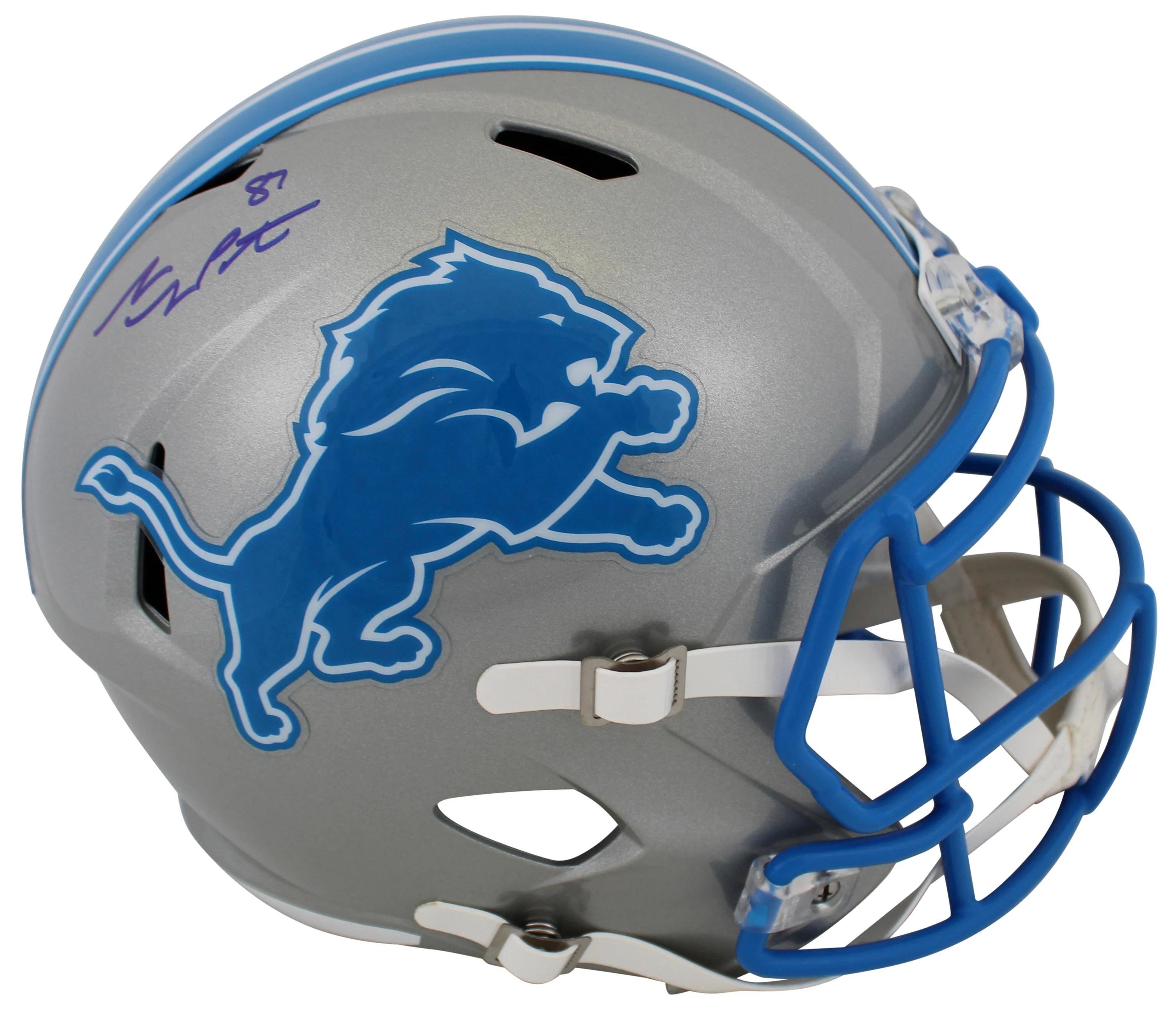 Lions Sam LaPorta Authentic Signed Full Size Speed Rep Helmet W/ Case BAS Wit - Image 3