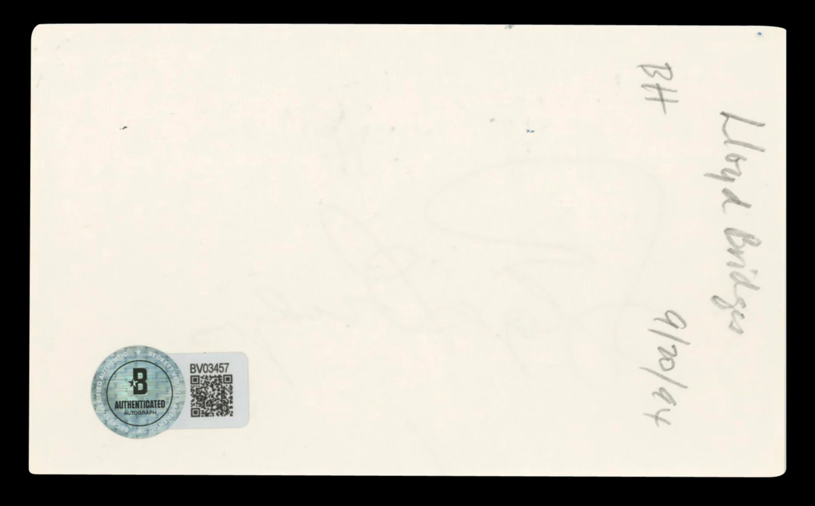 Lloyd Bridges Sea Hunt Authentic Signed 3x5 Index Card Autographed BAS #BV03457 - Image 3