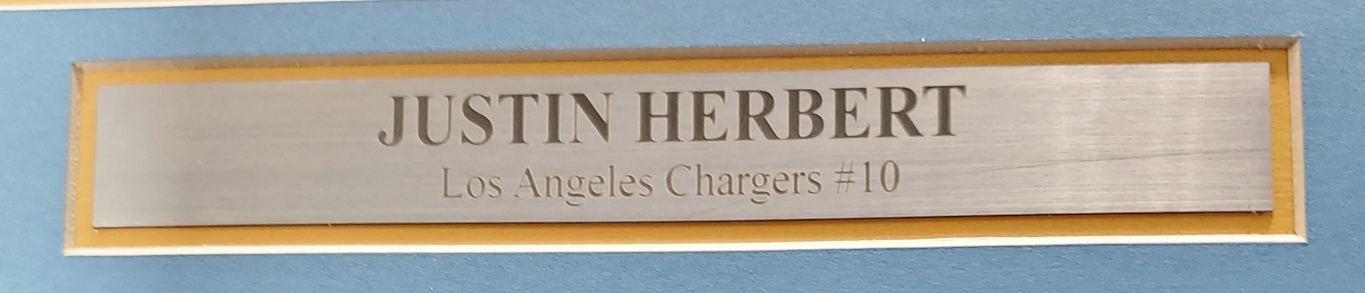 Los Angeles Chargers Justin Herbert Autographed Framed Powder Blue Jersey Beckett BAS Stock #191176 - Image 4