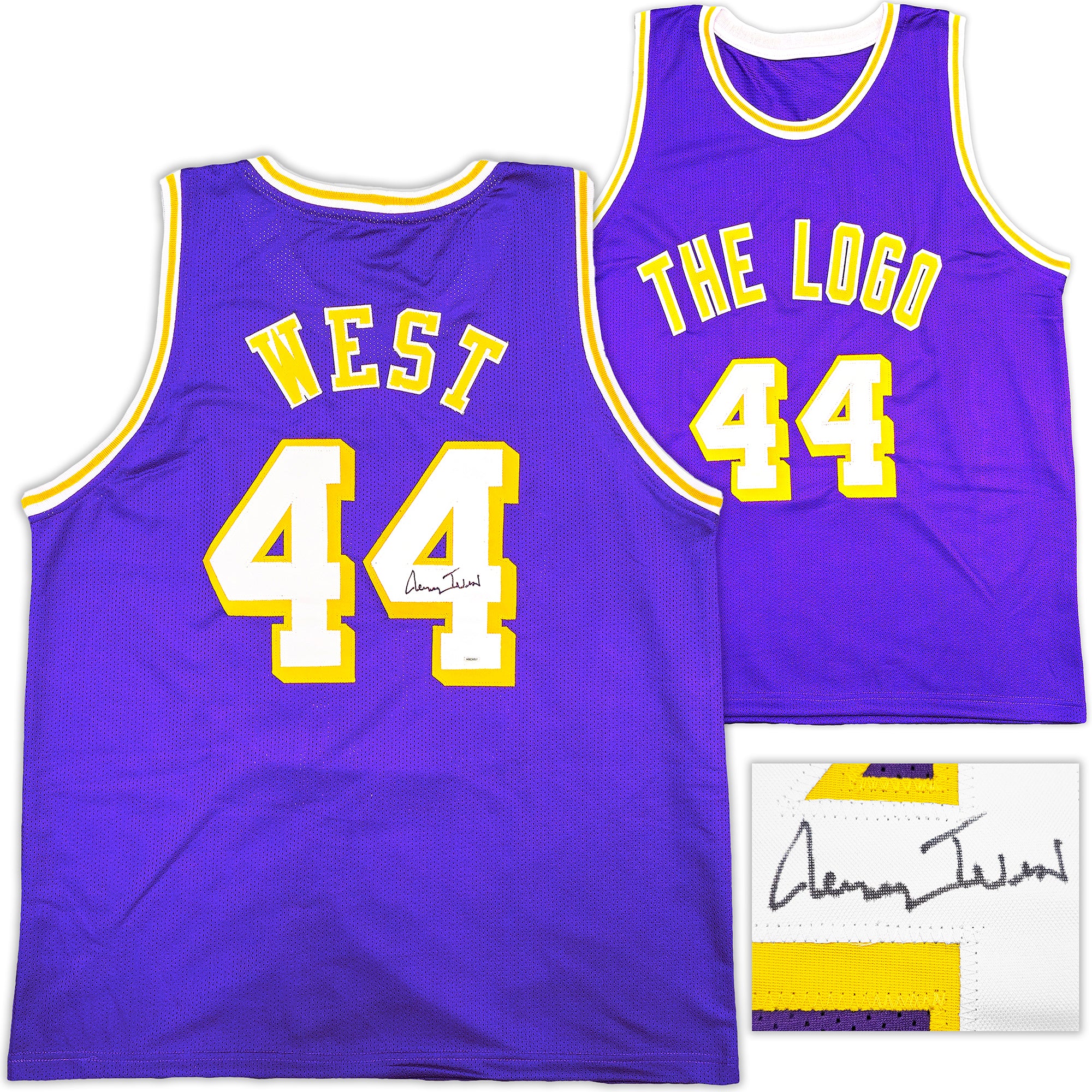 Los Angeles Lakers Jerry West Autographed Purple Basketball Jersey JSA Stock #228803
