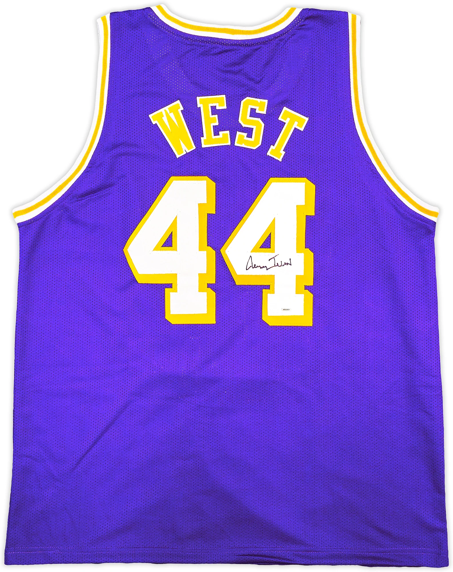 Los Angeles Lakers Jerry West Autographed Purple Basketball Jersey JSA Stock #228803 - Image 2