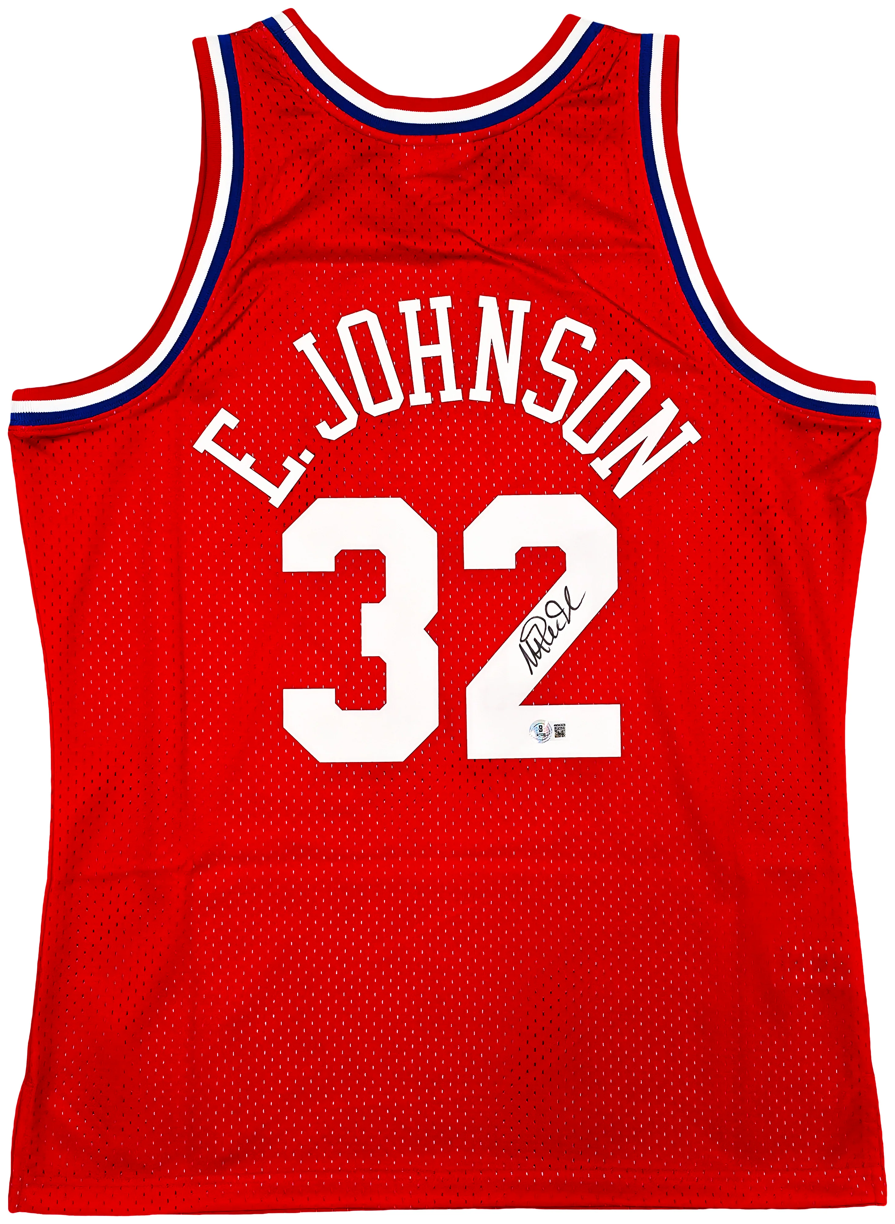 Los Angeles Lakers Magic Johnson Autographed Red Authentic Mitchell & Ness 1991 All Star Game Hardwood Classic Swingman Jersey Size L Beckett BAS Witness Stock #256711 - Image 2