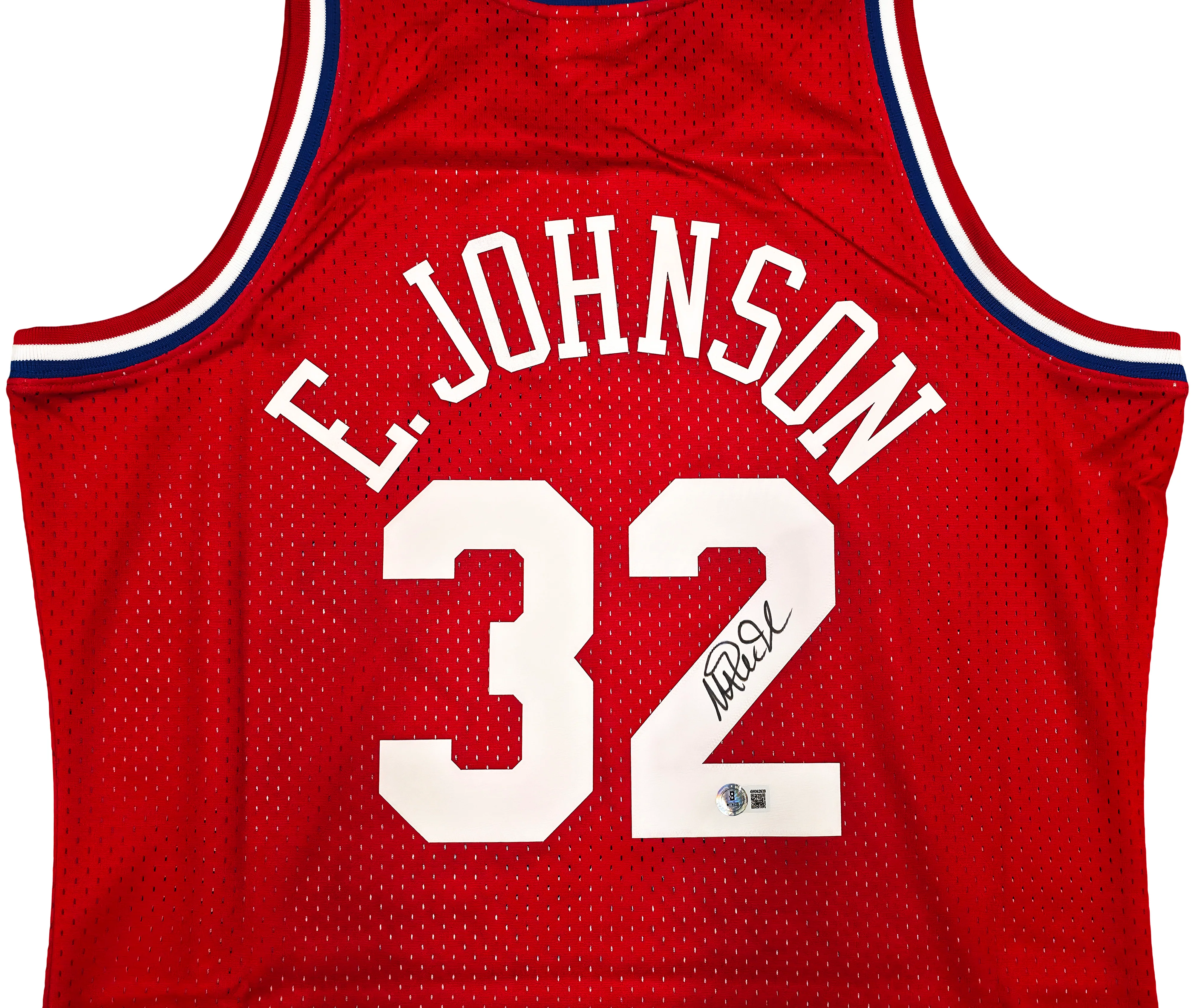 Los Angeles Lakers Magic Johnson Autographed Red Authentic Mitchell & Ness 1991 All Star Game Hardwood Classic Swingman Jersey Size L Beckett BAS Witness Stock #256711 - Image 3