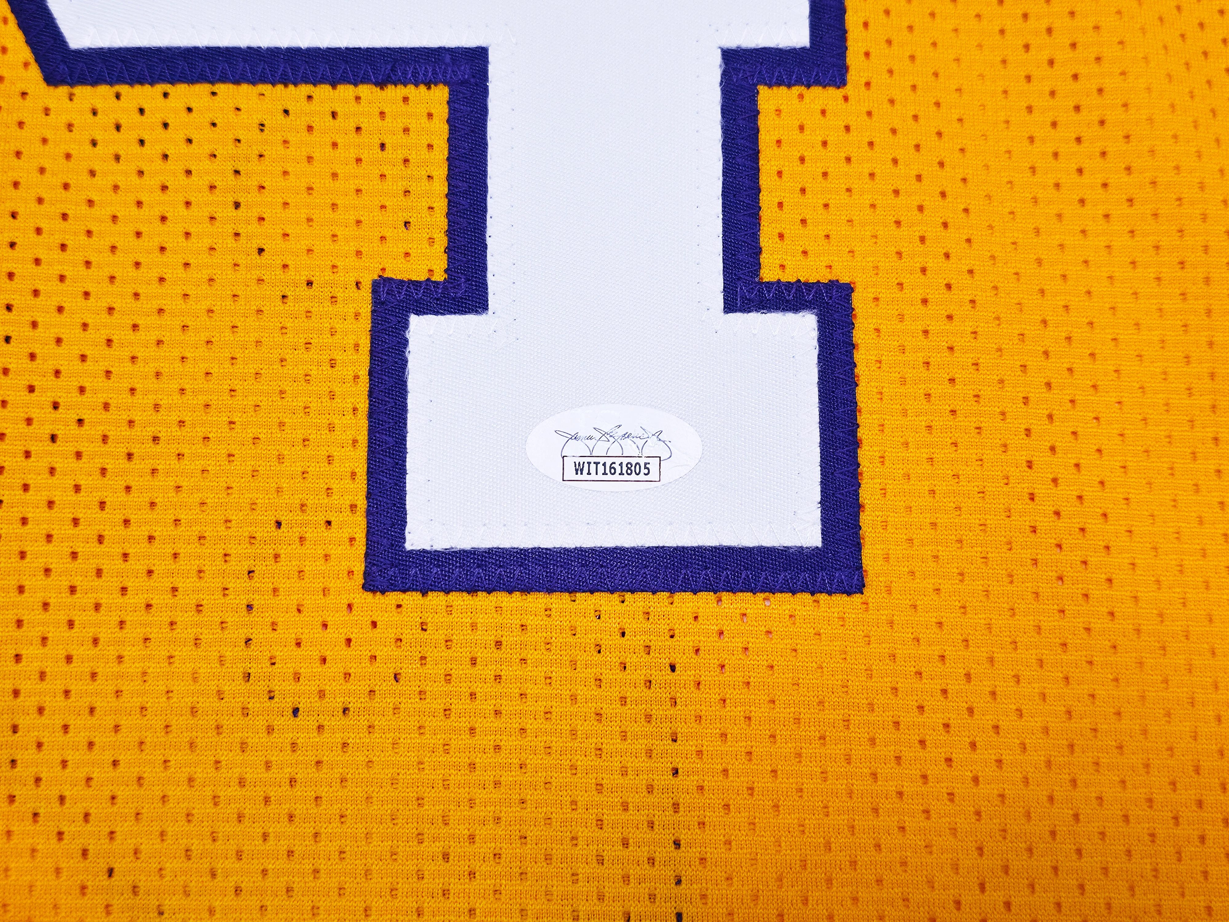 Los Angeles Lakers Shaquille O'Neal Autographed Gold Jersey JSA Stock #248834 - Image 5