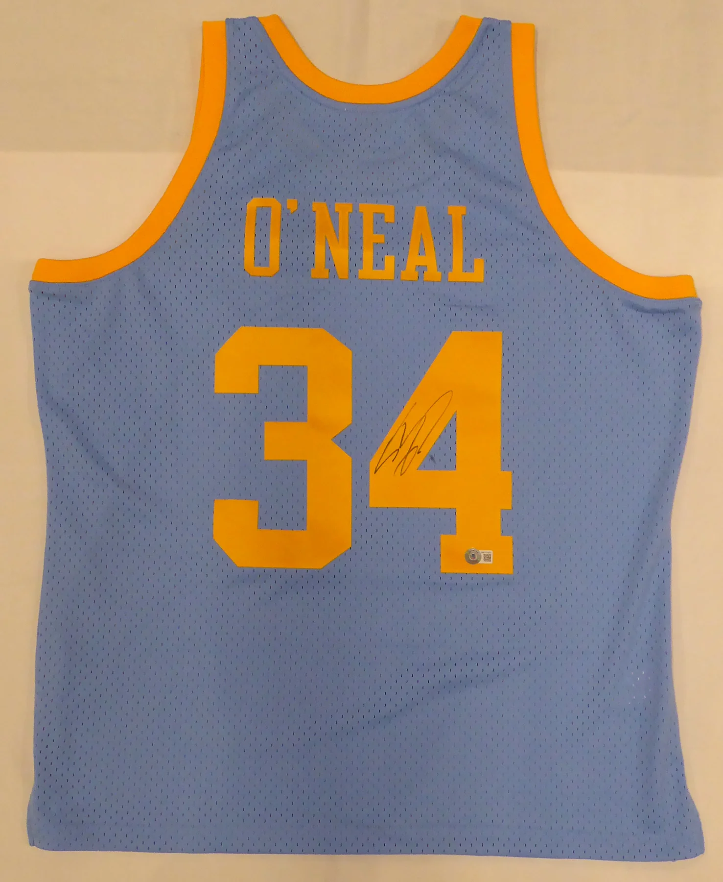 Los Angeles Lakers Shaquille Shaq O'Neal Autographed Blue Mitchell & Ness Jersey Beckett BAS QR #WU13474 - Image 2