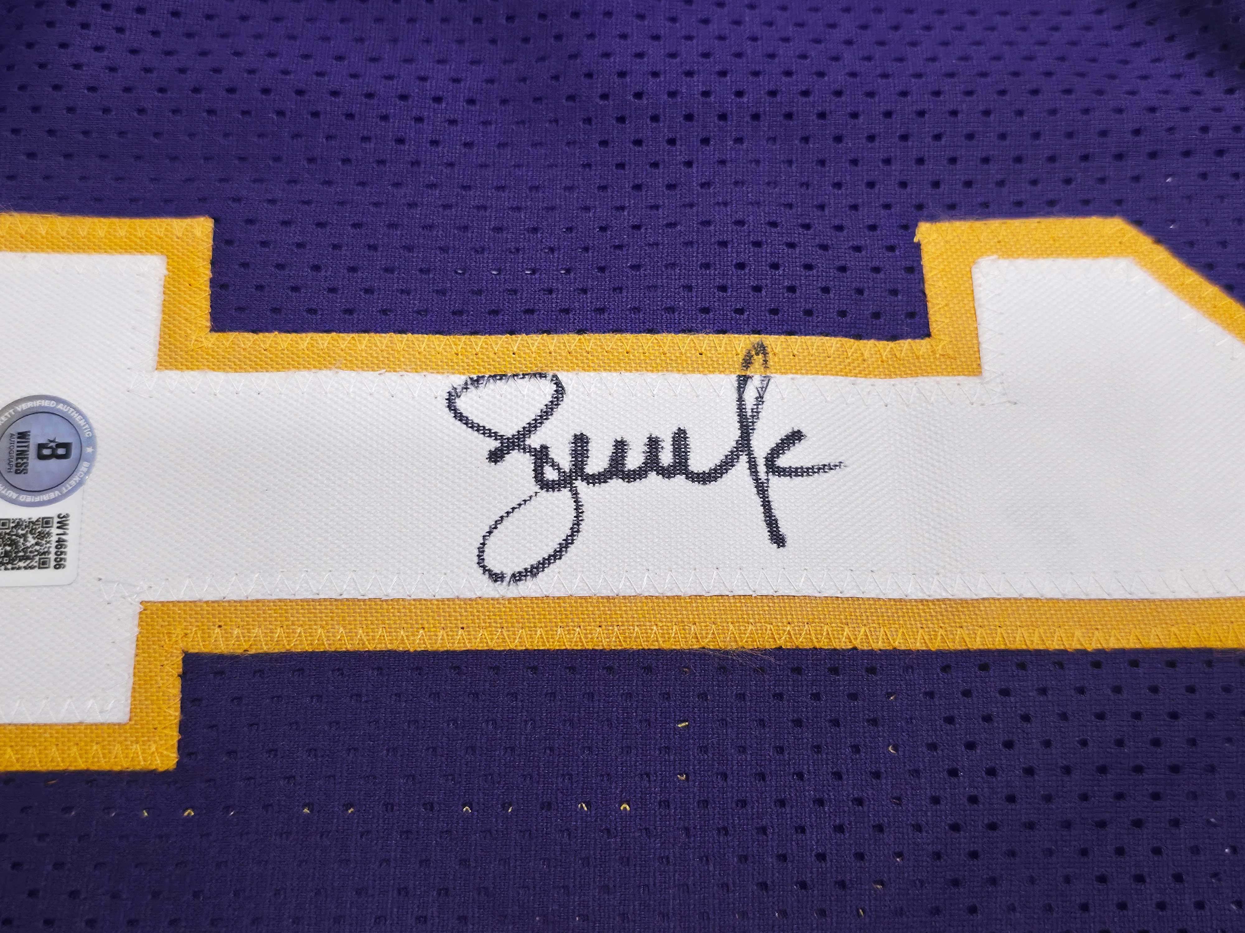 Los Angeles Lakers Steve Nash Autographed Purple Stat Jersey Beckett BAS Witness Stock #252474 - Image 3