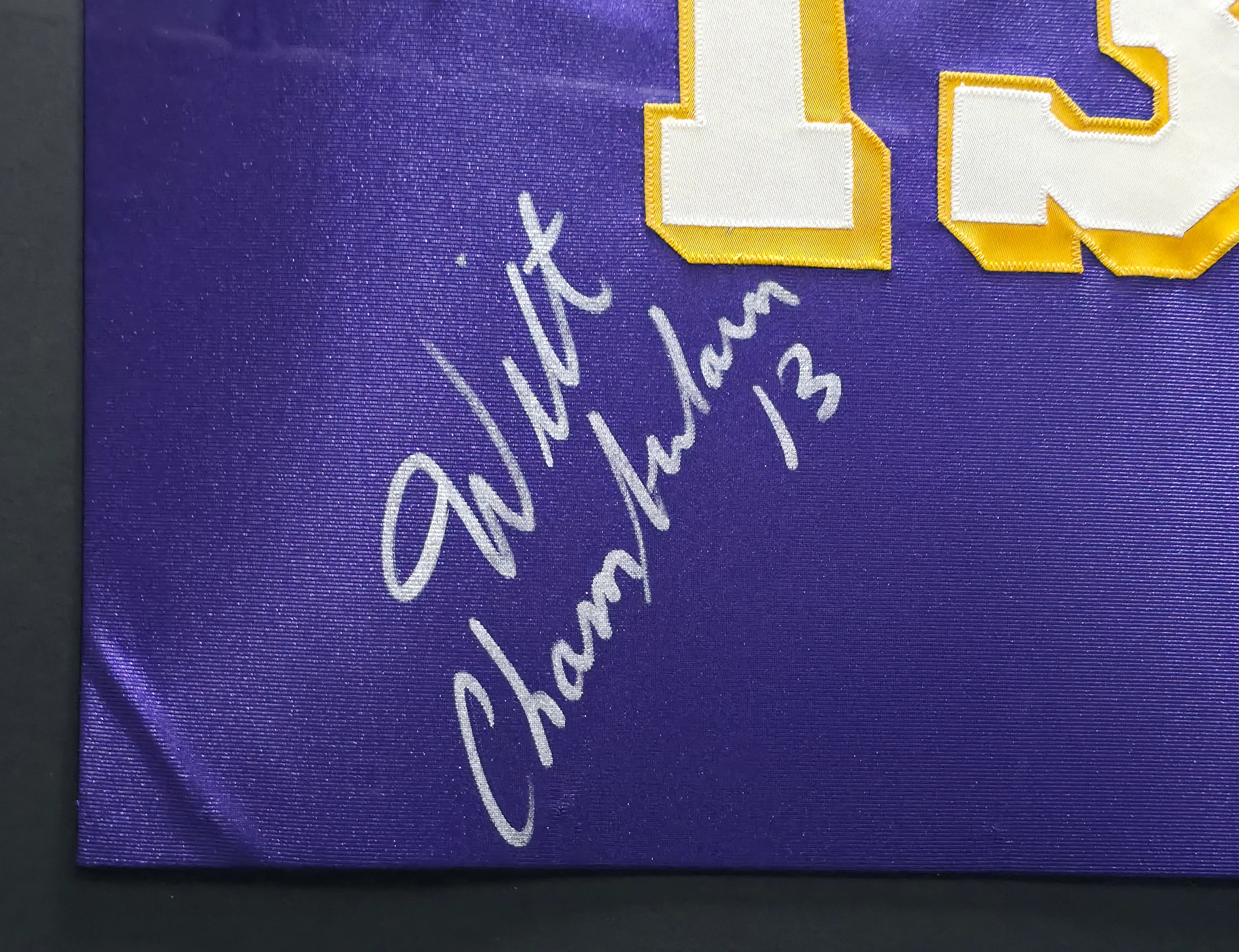Los Angeles Lakers Wilt Chamberlain Autographed Framed Purple Jersey PSA/DNA & Beckett BAS #AE20862 - Image 4