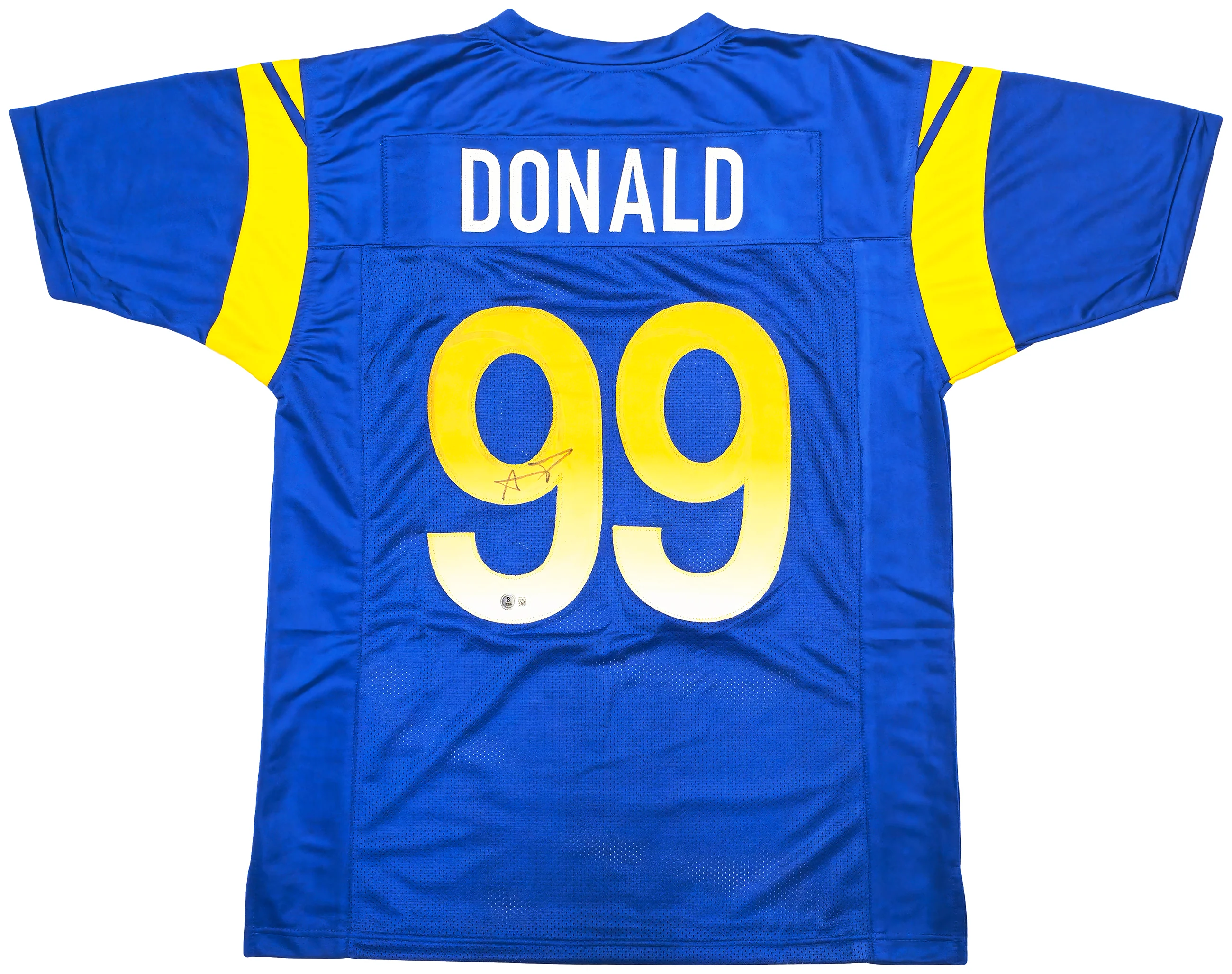 Los Angeles Rams Aaron Donald Autographed Blue Jersey Beckett BAS Witness Stock #224834 - Image 2