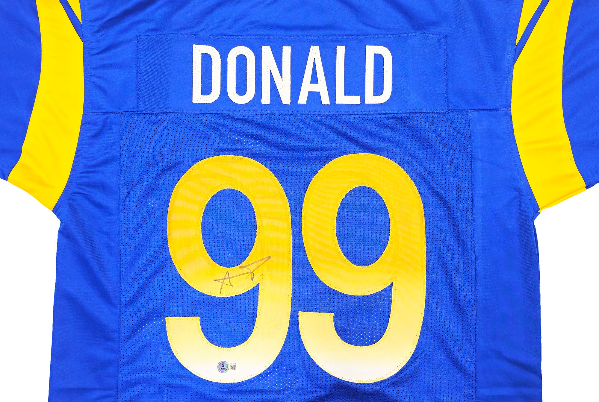 Los Angeles Rams Aaron Donald Autographed Blue Jersey Beckett BAS Witness Stock #224834 - Image 3