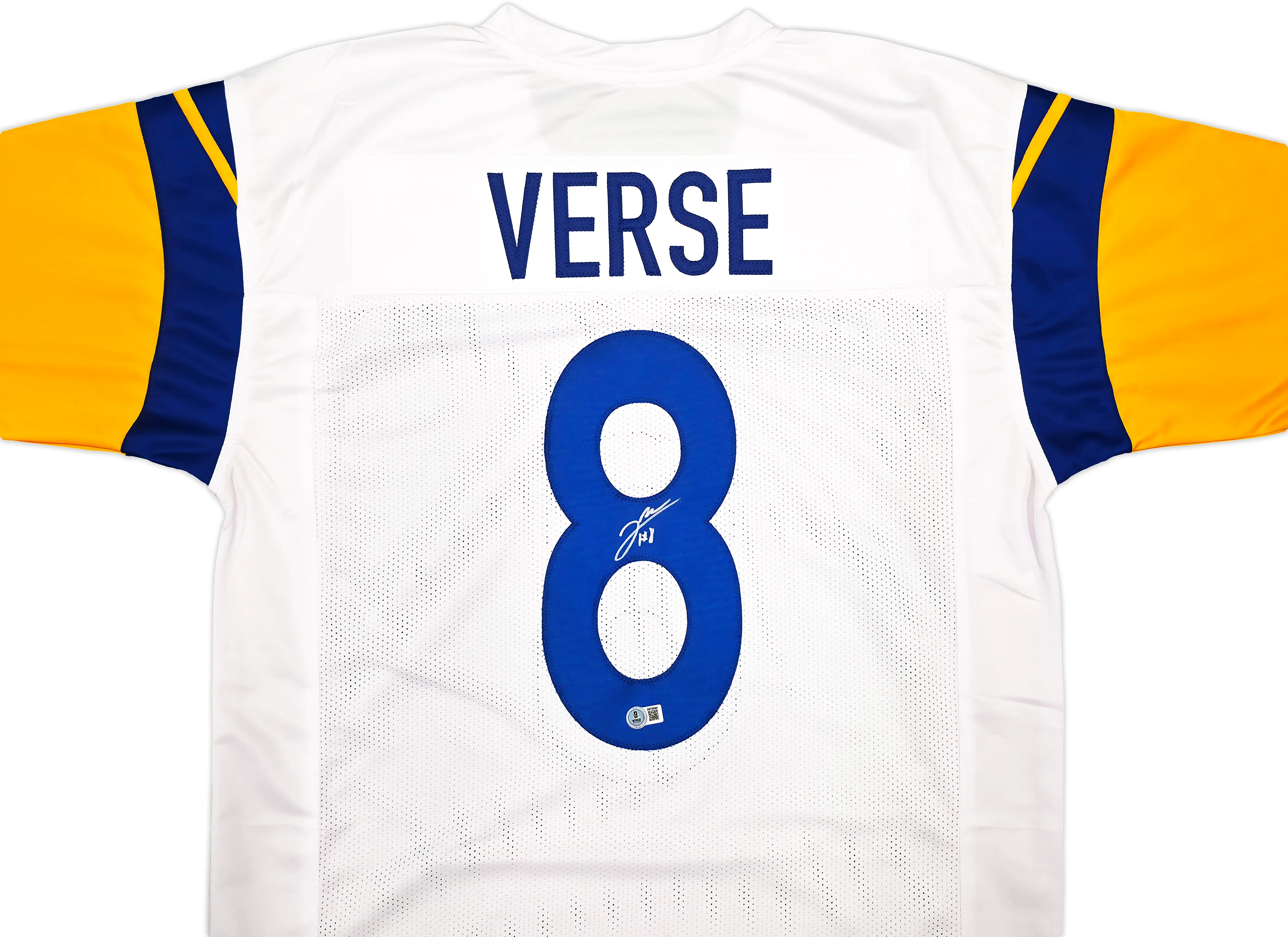 Los Angeles Rams Jared Verse Autographed White Jersey Beckett BAS Witness Stock #242683 - Image 3