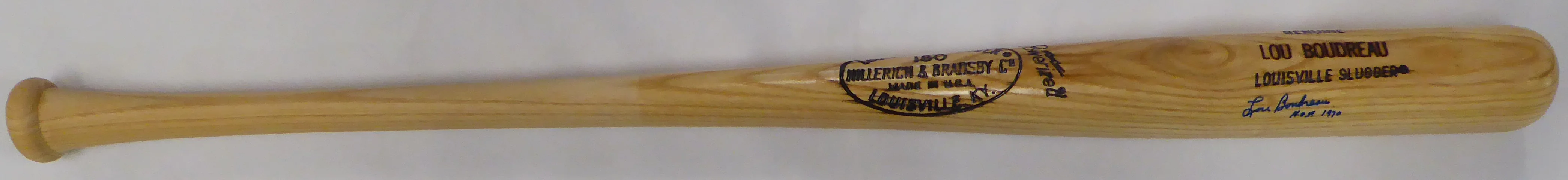 Lou Boudreau Autographed Louisville Slugger Bat Cleveland Indians "HOF 1970" Beckett BAS QR #BM37144 - Image 2