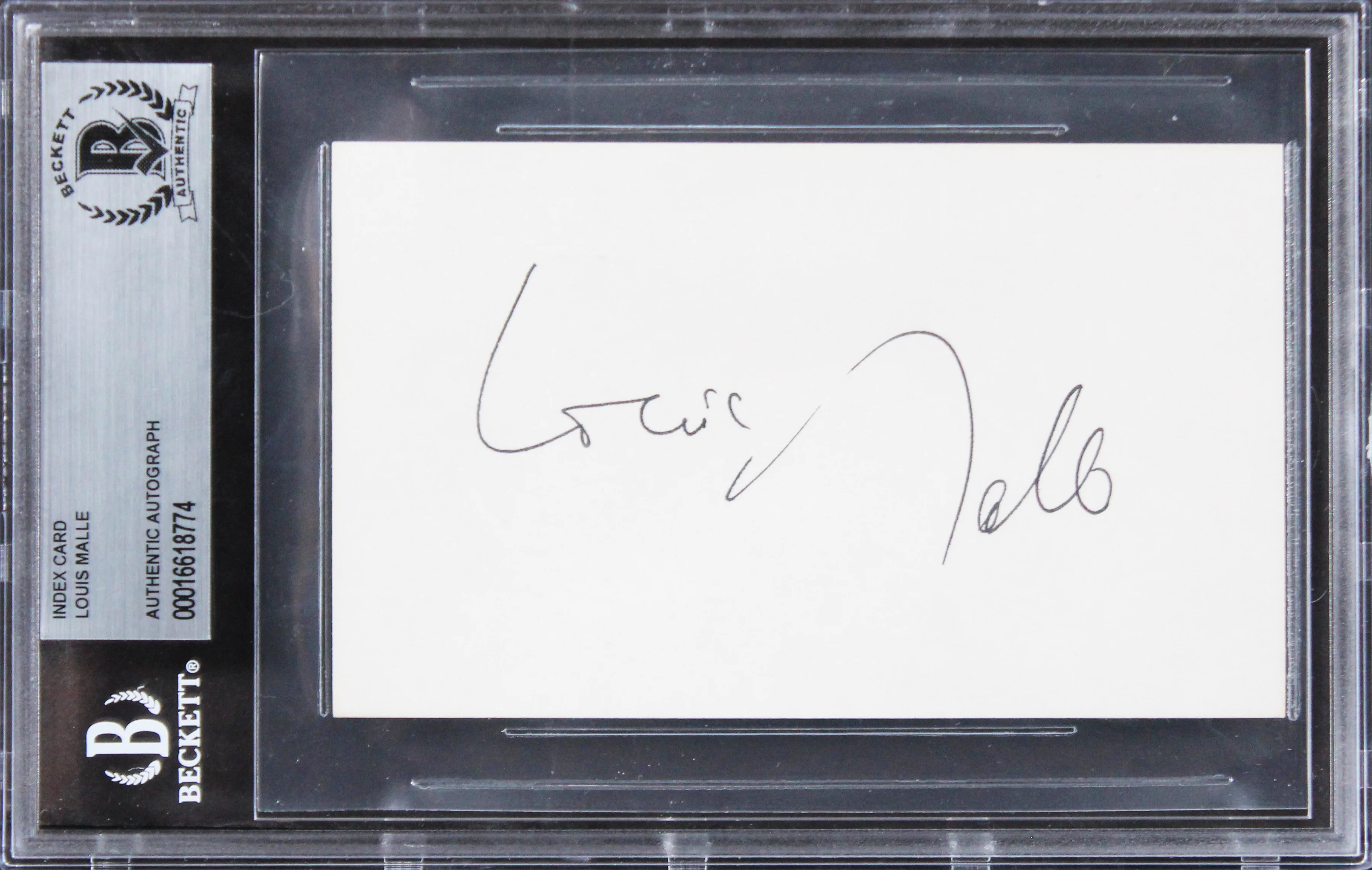Louis Malle Goodbye, Children Authentic Signed 3x5 Index Card BAS Slabbed 4 - Image 2
