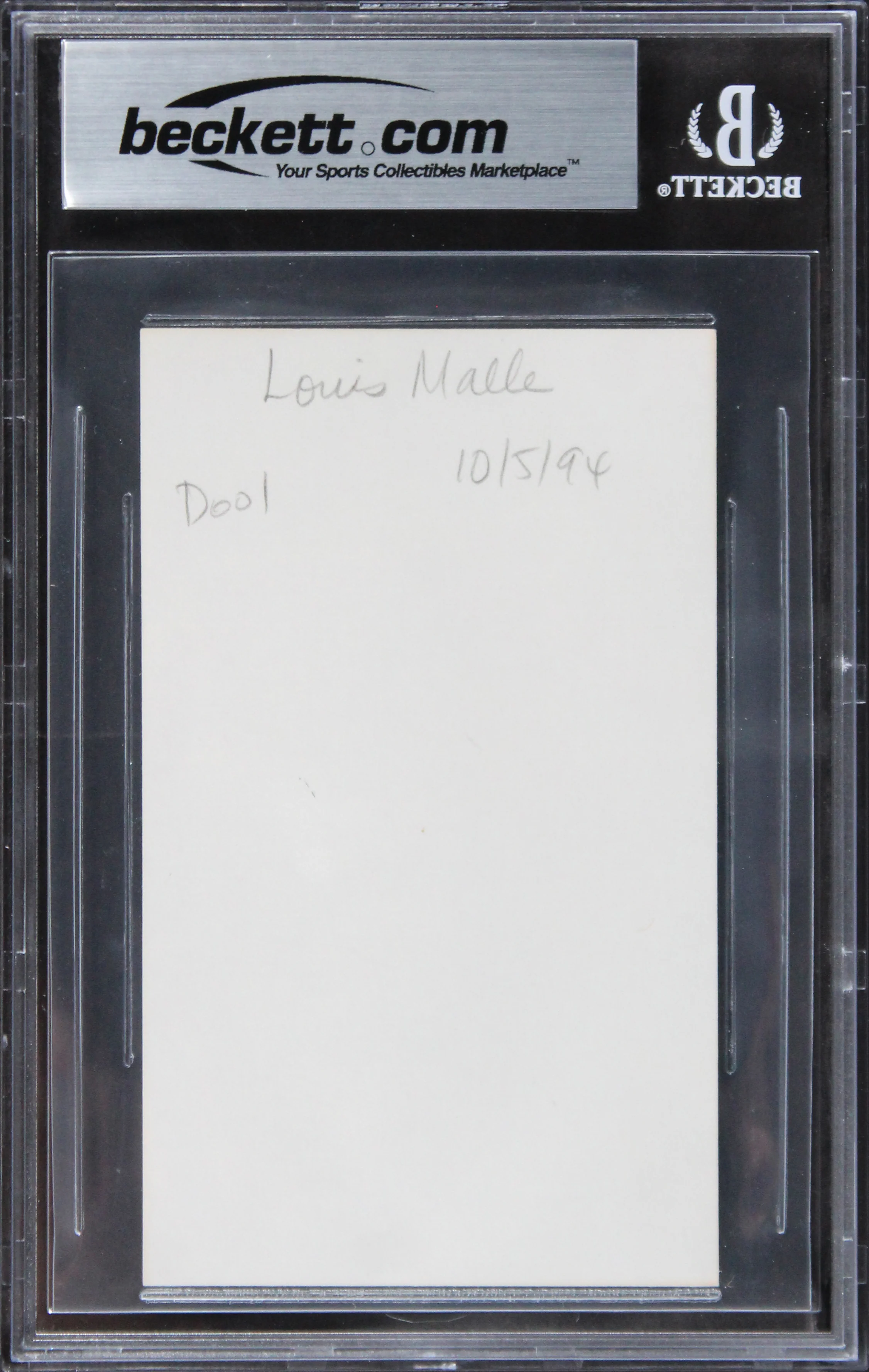 Louis Malle Goodbye, Children Authentic Signed 3x5 Index Card BAS Slabbed 4 - Image 3