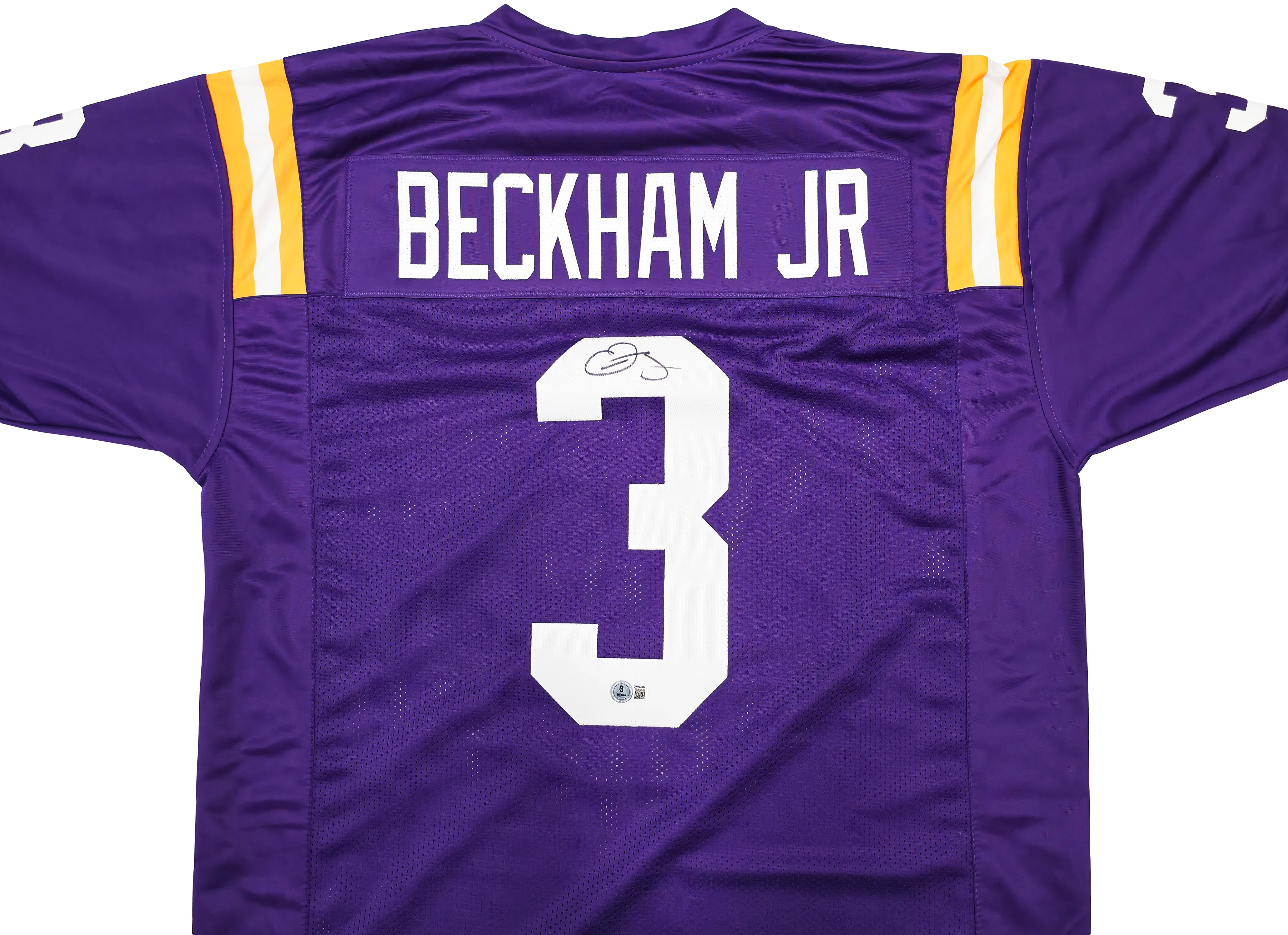 LSU Tigers Odell Beckham Jr. Autographed Purple Jersey Beckett BAS Witness Stock #243262 - Image 3