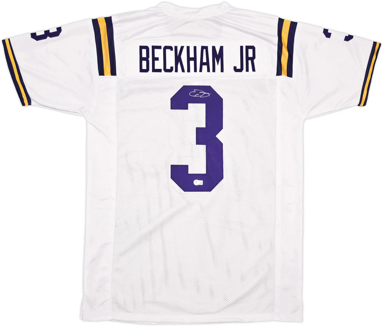 LSU Tigers Odell Beckham Jr. Autographed White Jersey Beckett BAS Witness Stock #242682 - Image 2
