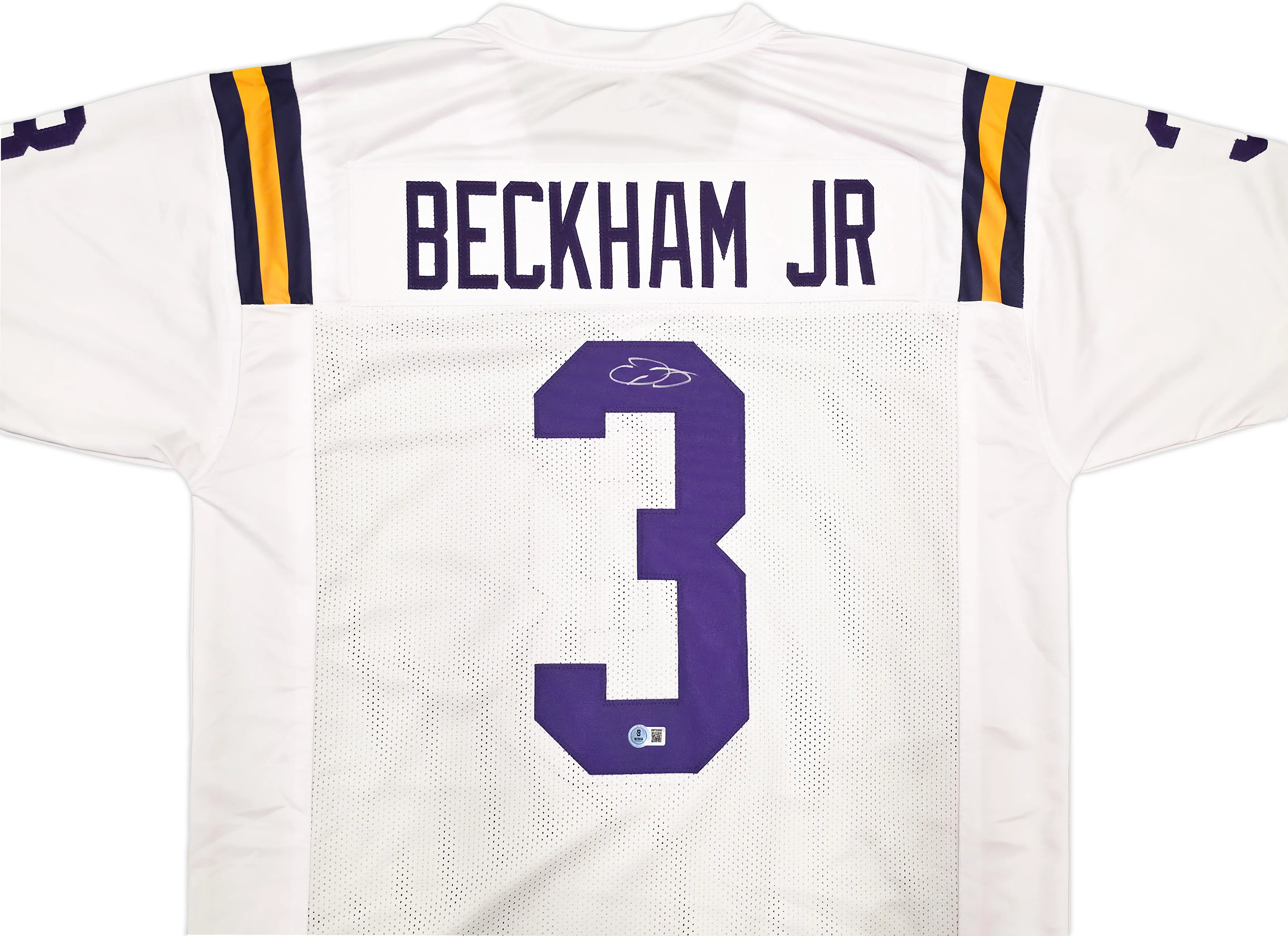 LSU Tigers Odell Beckham Jr. Autographed White Jersey Beckett BAS Witness Stock #242682 - Image 3