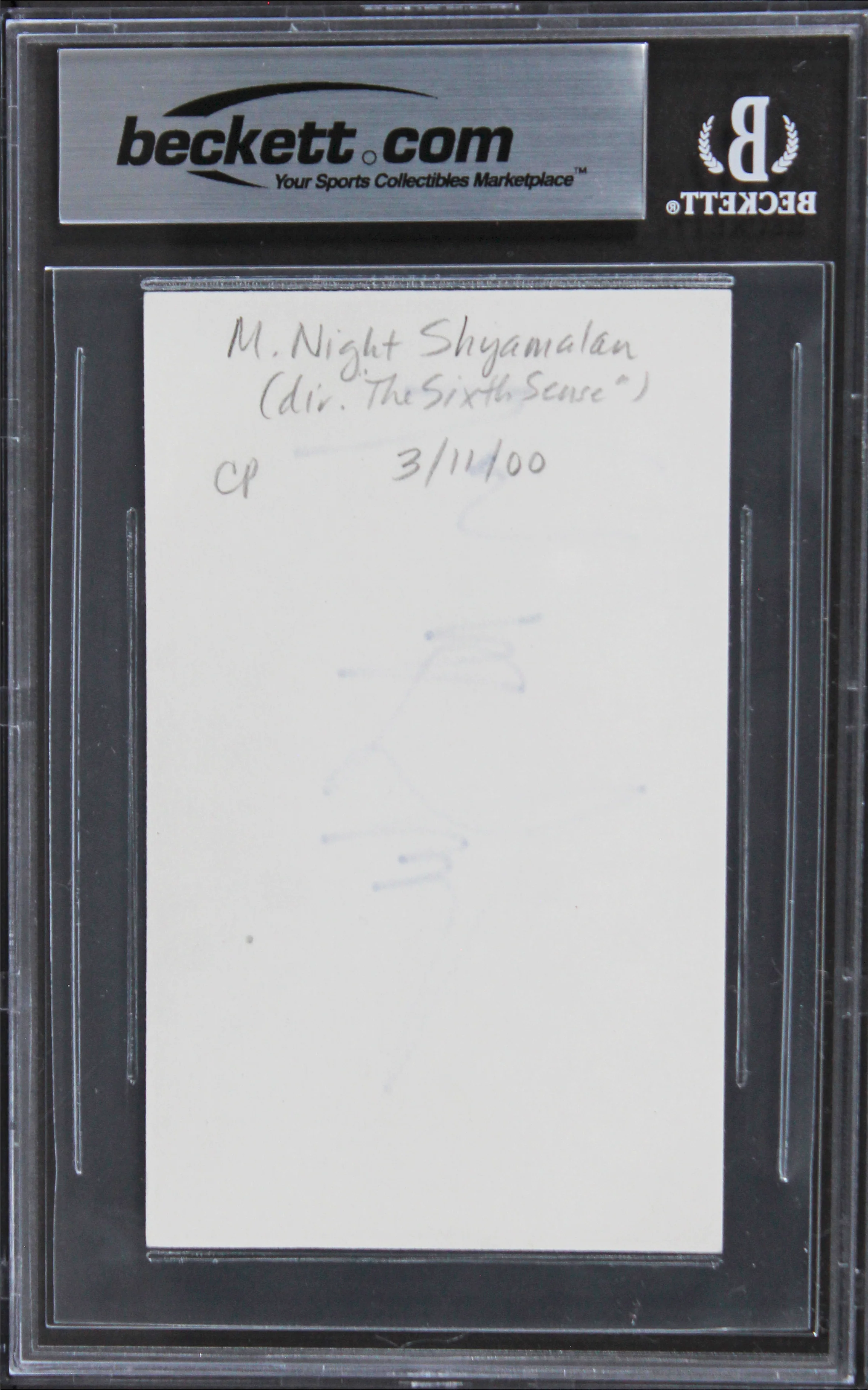 M. Night Shyamalan The Sixth Sense Authentic Signed 3x5 Index Card BAS Slabbed 2 - Image 3