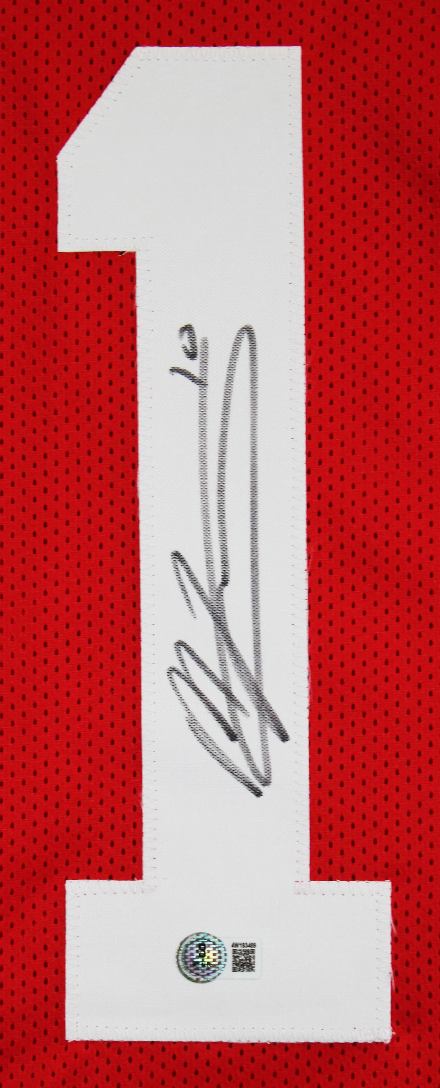 Mac Jones Authentic Signed Red Pro Style Jersey Autographed BAS Witnessed - Image 3