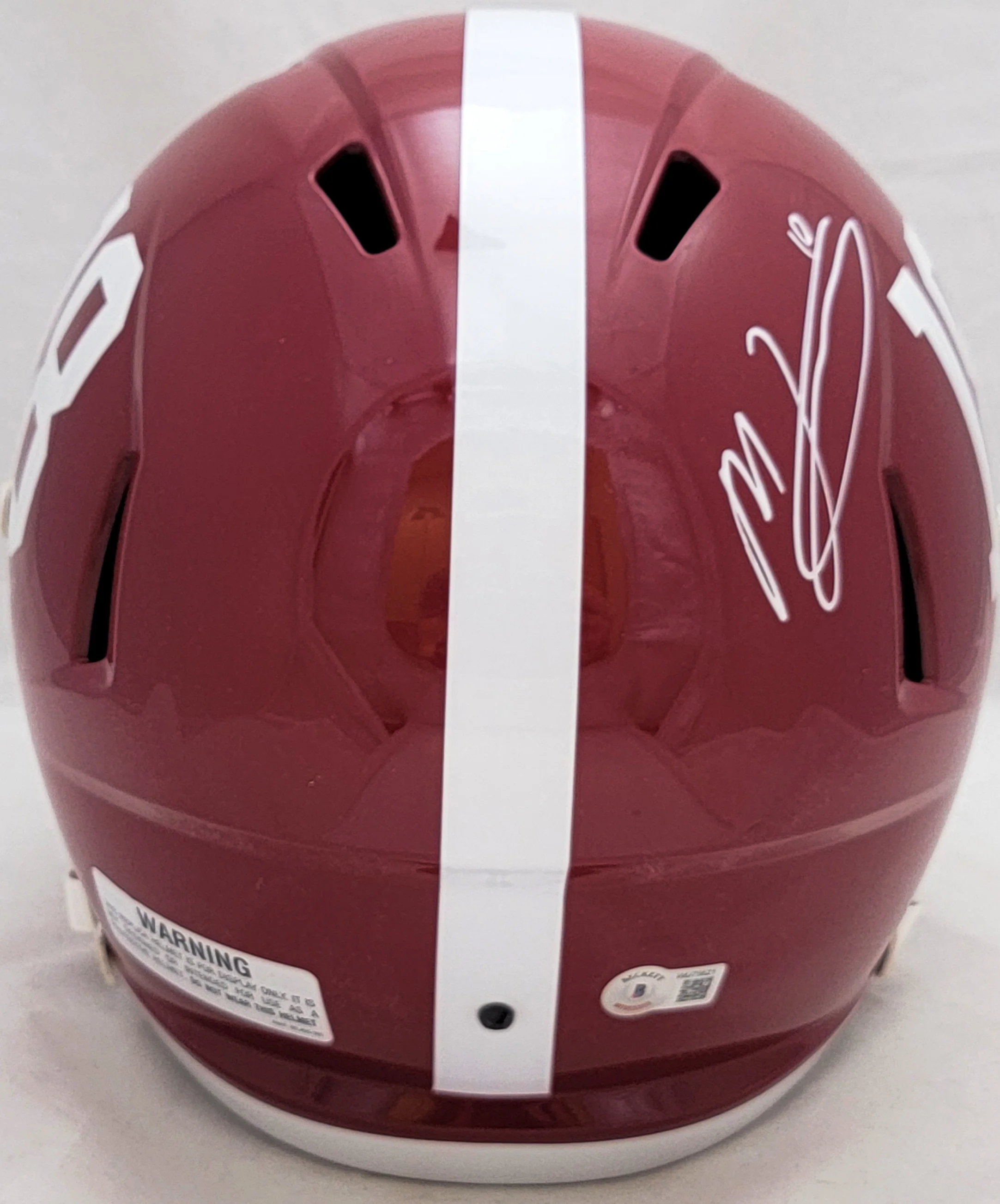 Mac Jones Autographed Alabama Crimson Tide Red Full Size Replica Speed Helmet Beckett BAS Witness Stock #206520 - Image 3