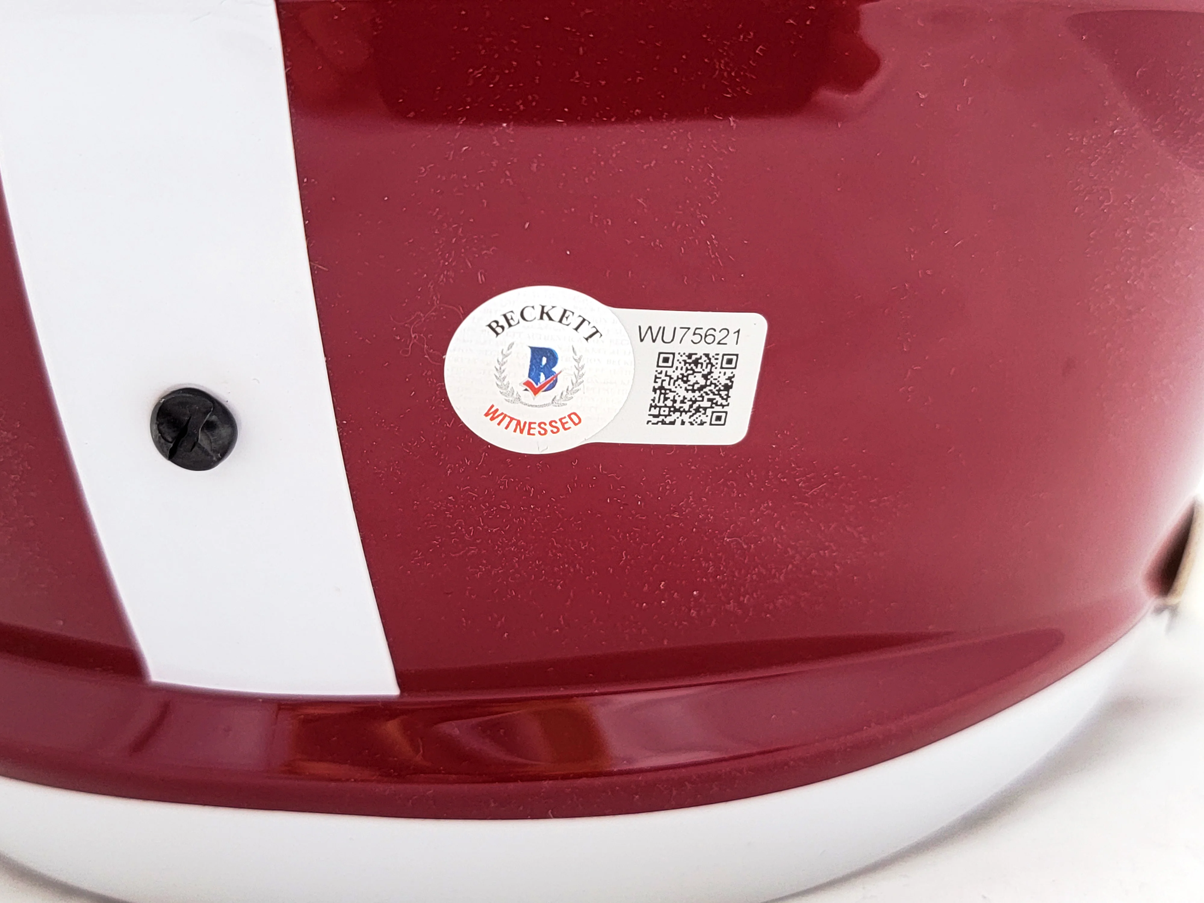 Mac Jones Autographed Alabama Crimson Tide Red Full Size Replica Speed Helmet Beckett BAS Witness Stock #206520 - Image 4