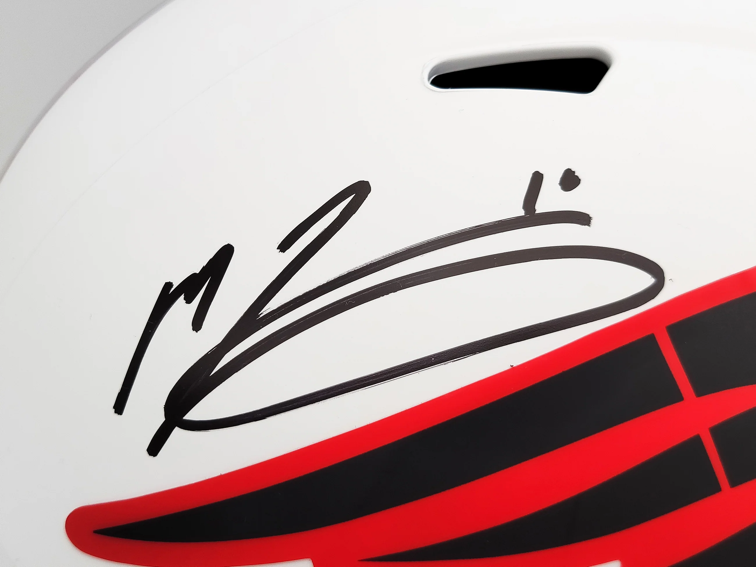 Mac Jones Autographed New England Patriots Lunar Eclipse White Full Size Replica Speed Helmet Beckett BAS QR Stock #202966 - Image 2