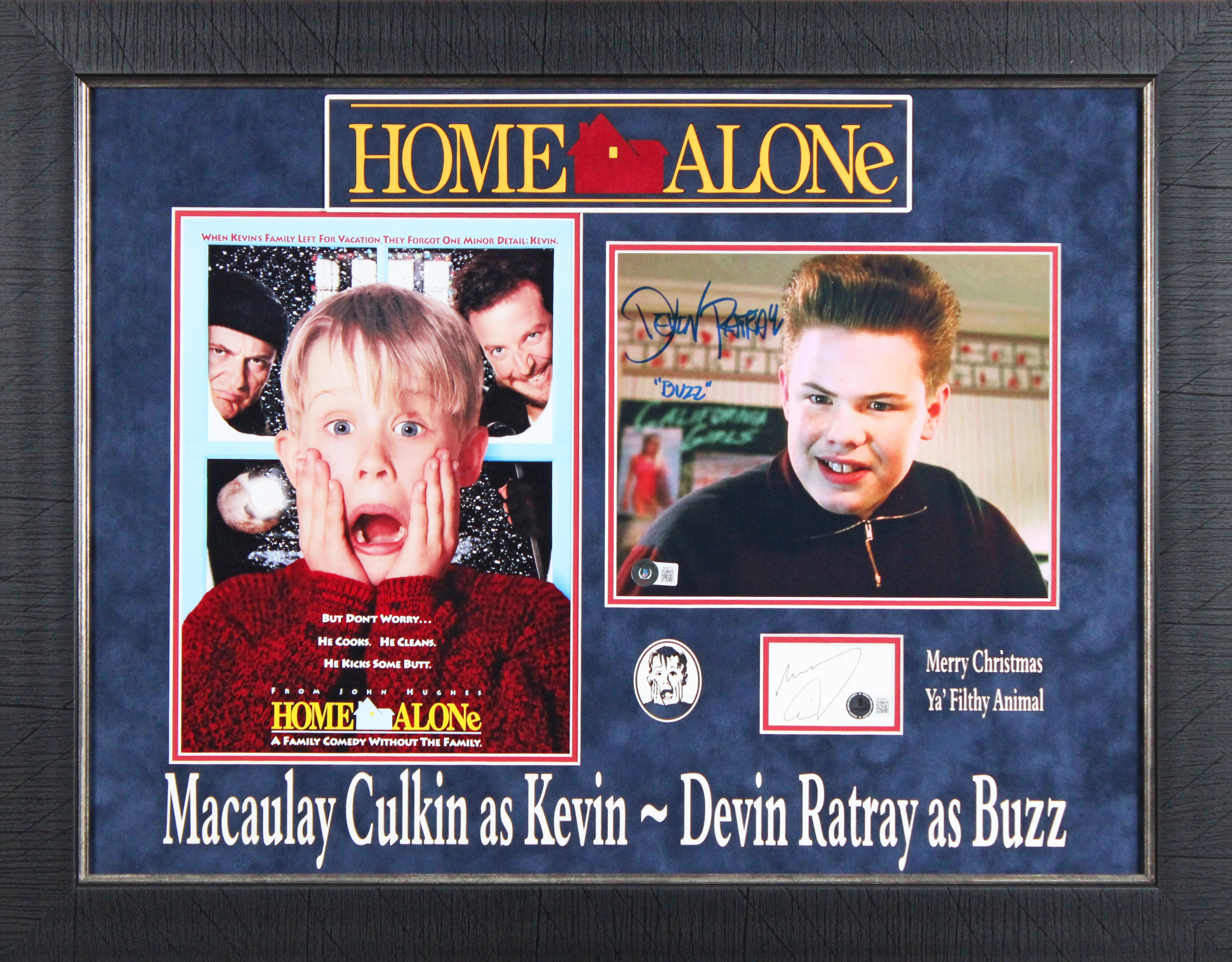 MaCaulay Culkin & Devin Ratray Home Alone Authentic Signed Framed Display BAS - Image 2