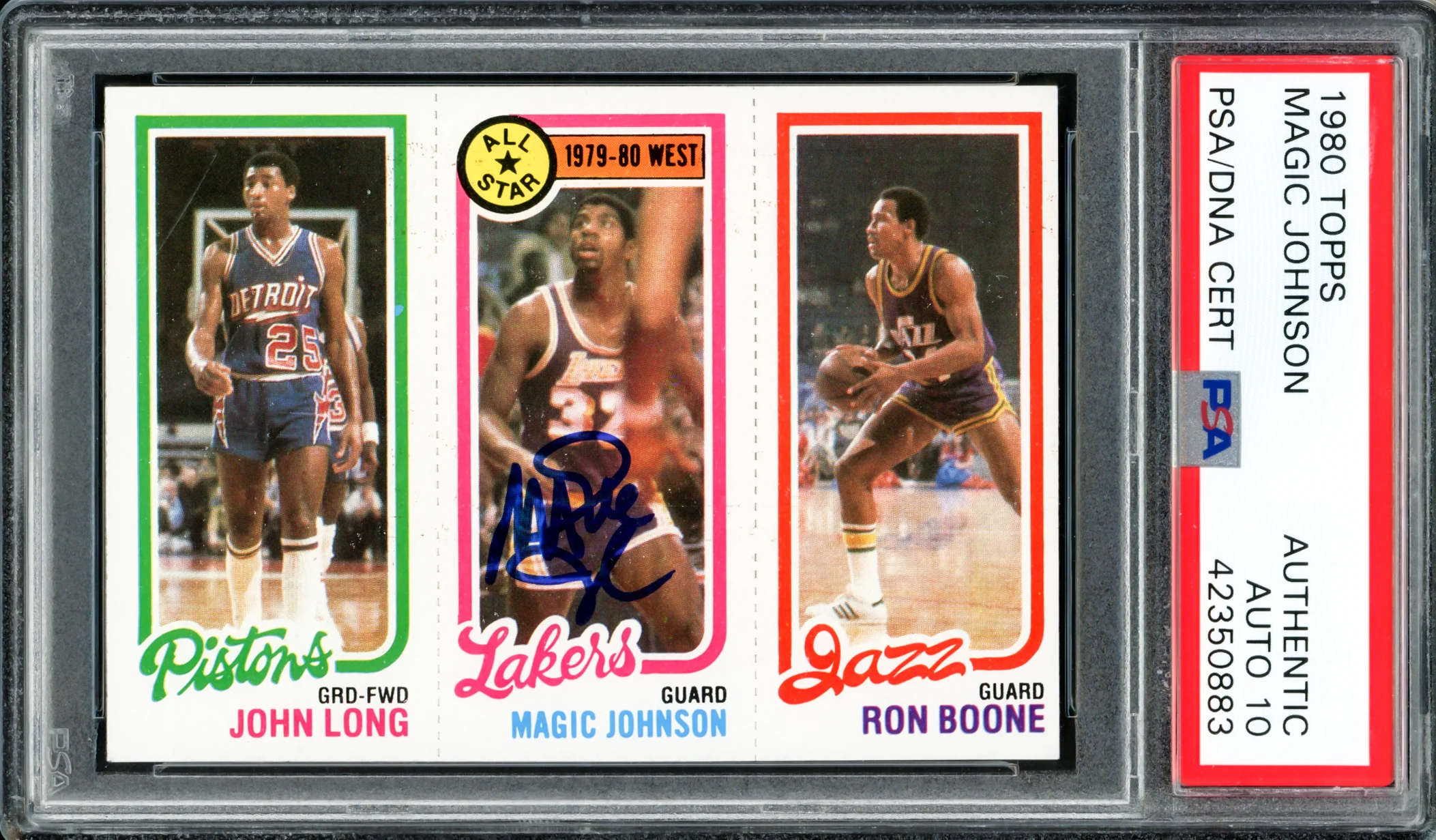 Magic Johnson Autographed 1980 Topps Rookie Card #237 Los Angeles Lakers Auto Grade Gem Mint 10 PSA/DNA #42350883