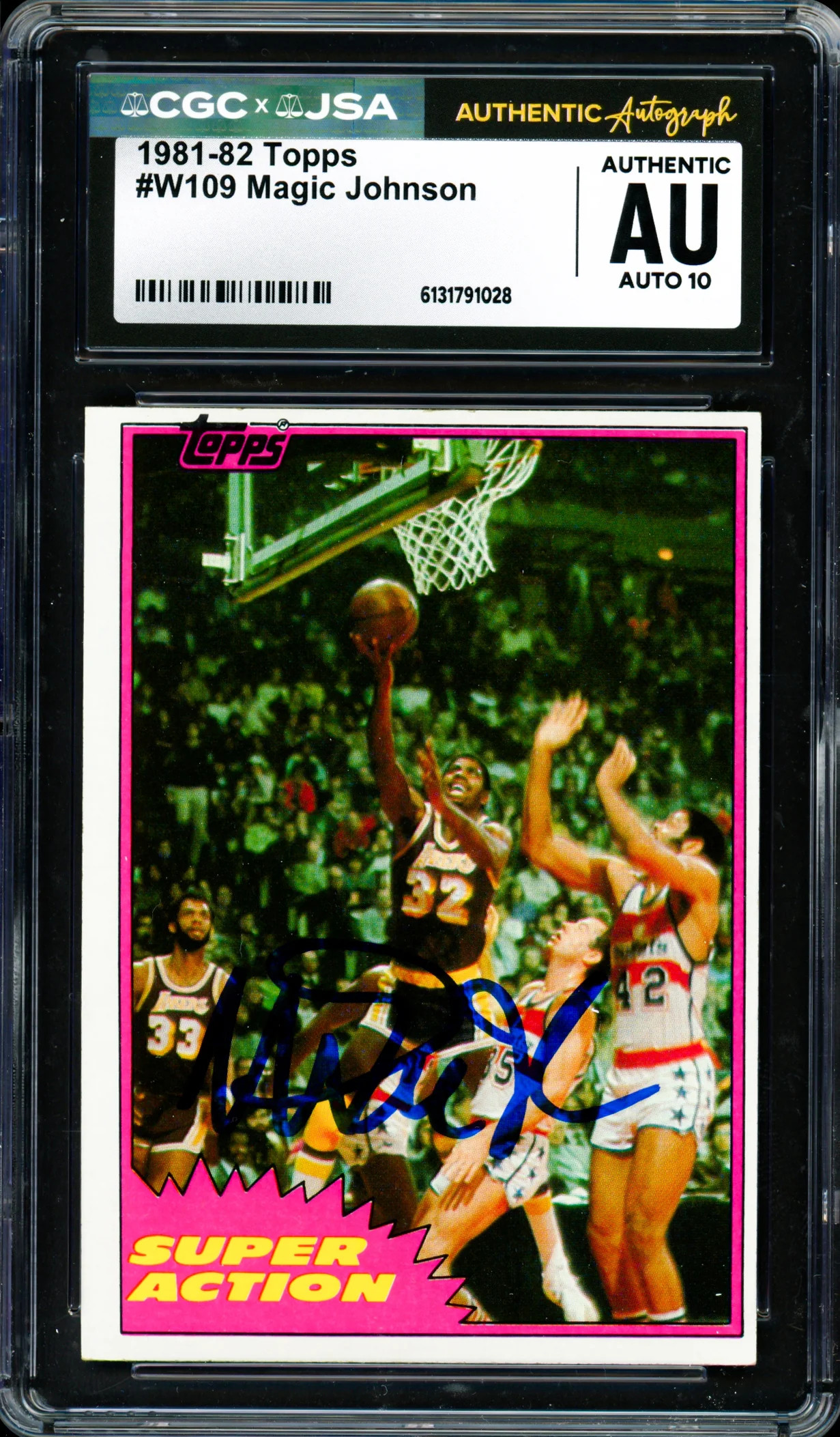Magic Johnson Autographed 1981-82 Topps Card #109 Los Angeles Lakers Auto Grade Gem Mint 10 CGC x JSA #6131791028