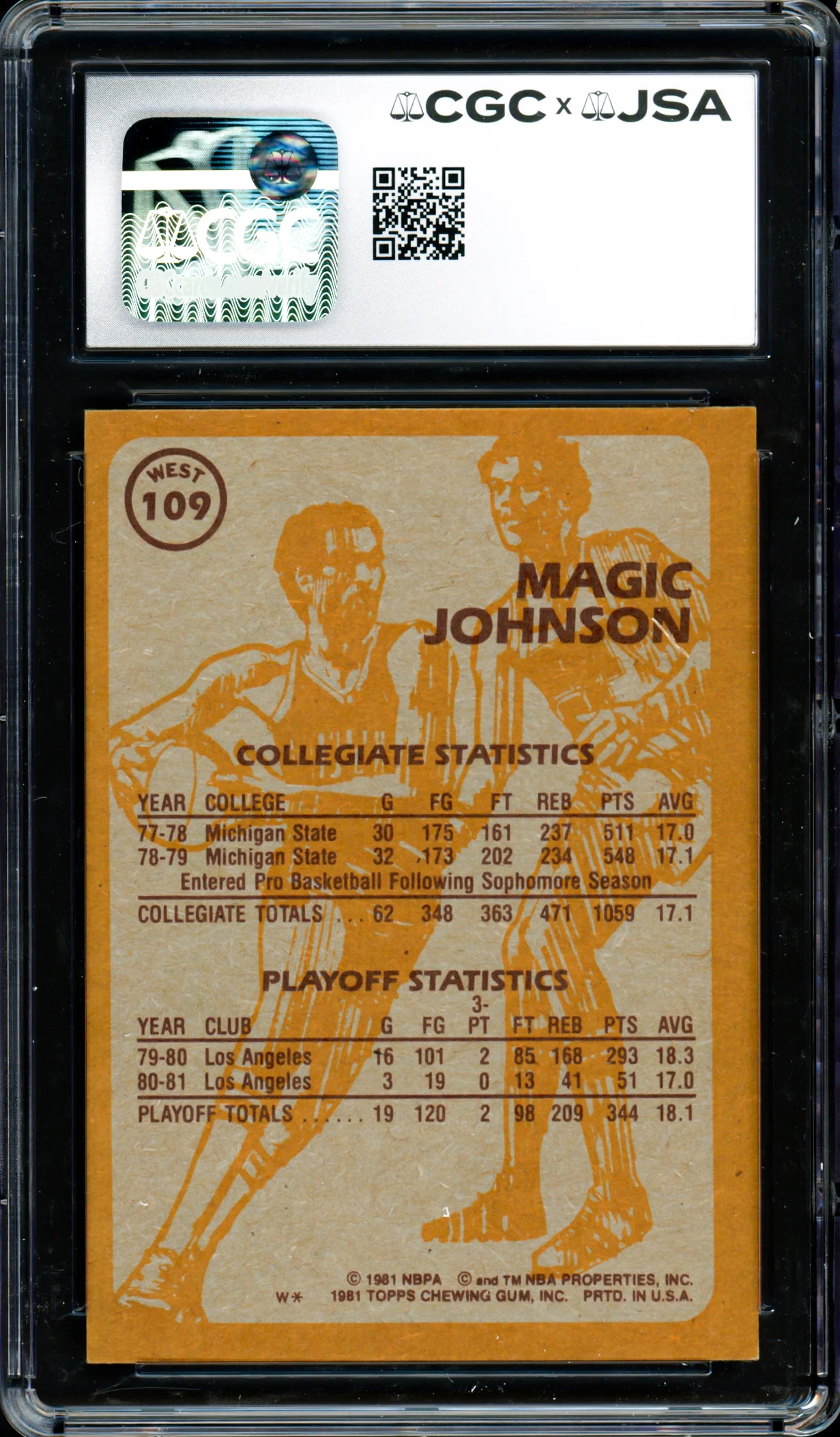 Magic Johnson Autographed 1981-82 Topps Card #109 Los Angeles Lakers Auto Grade Gem Mint 10 CGC x JSA #6131791042 - Image 2