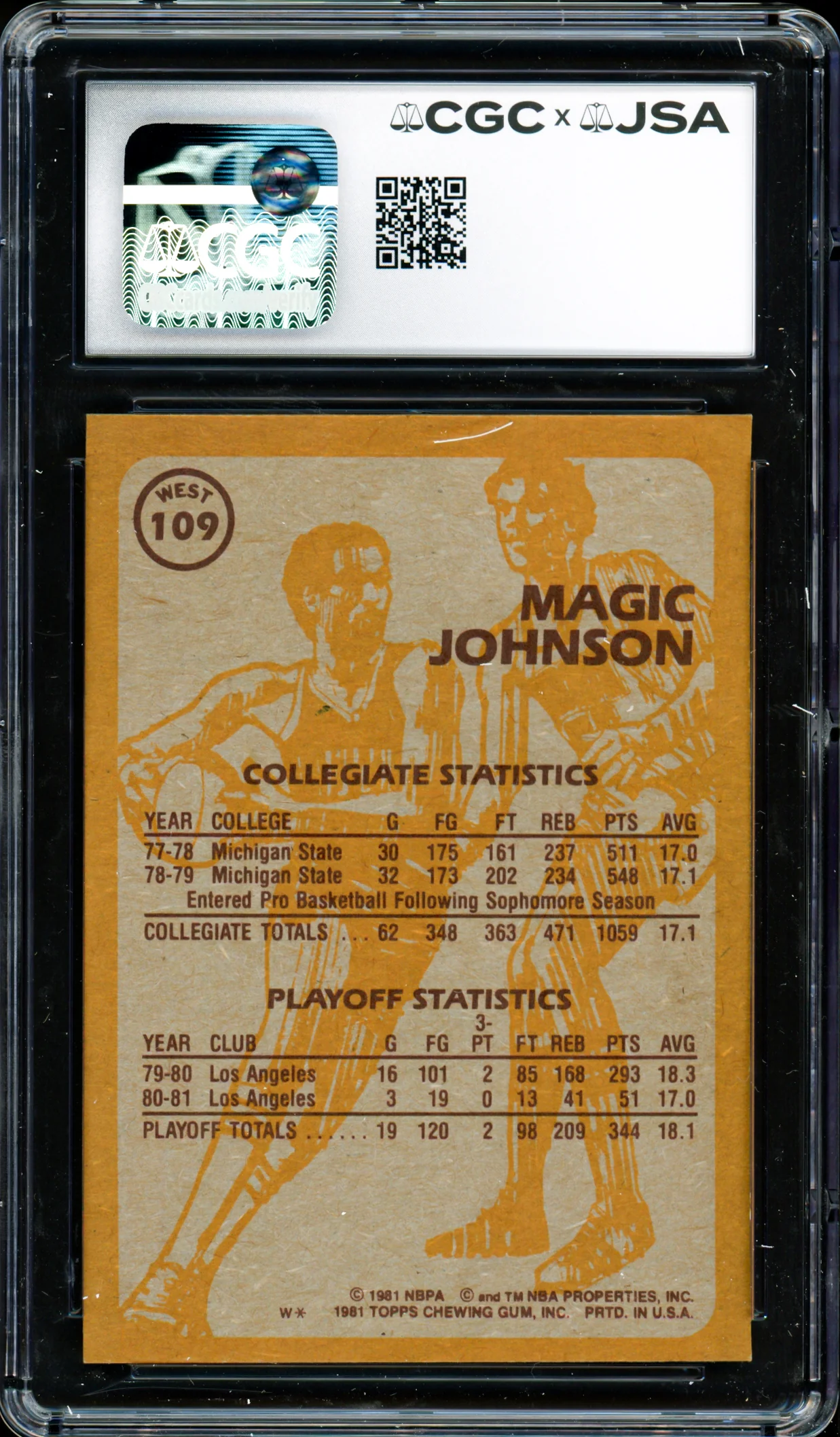 Magic Johnson Autographed 1981-82 Topps Card #109 Los Angeles Lakers Auto Grade Gem Mint 10 CGC x JSA #6131791121 - Image 2