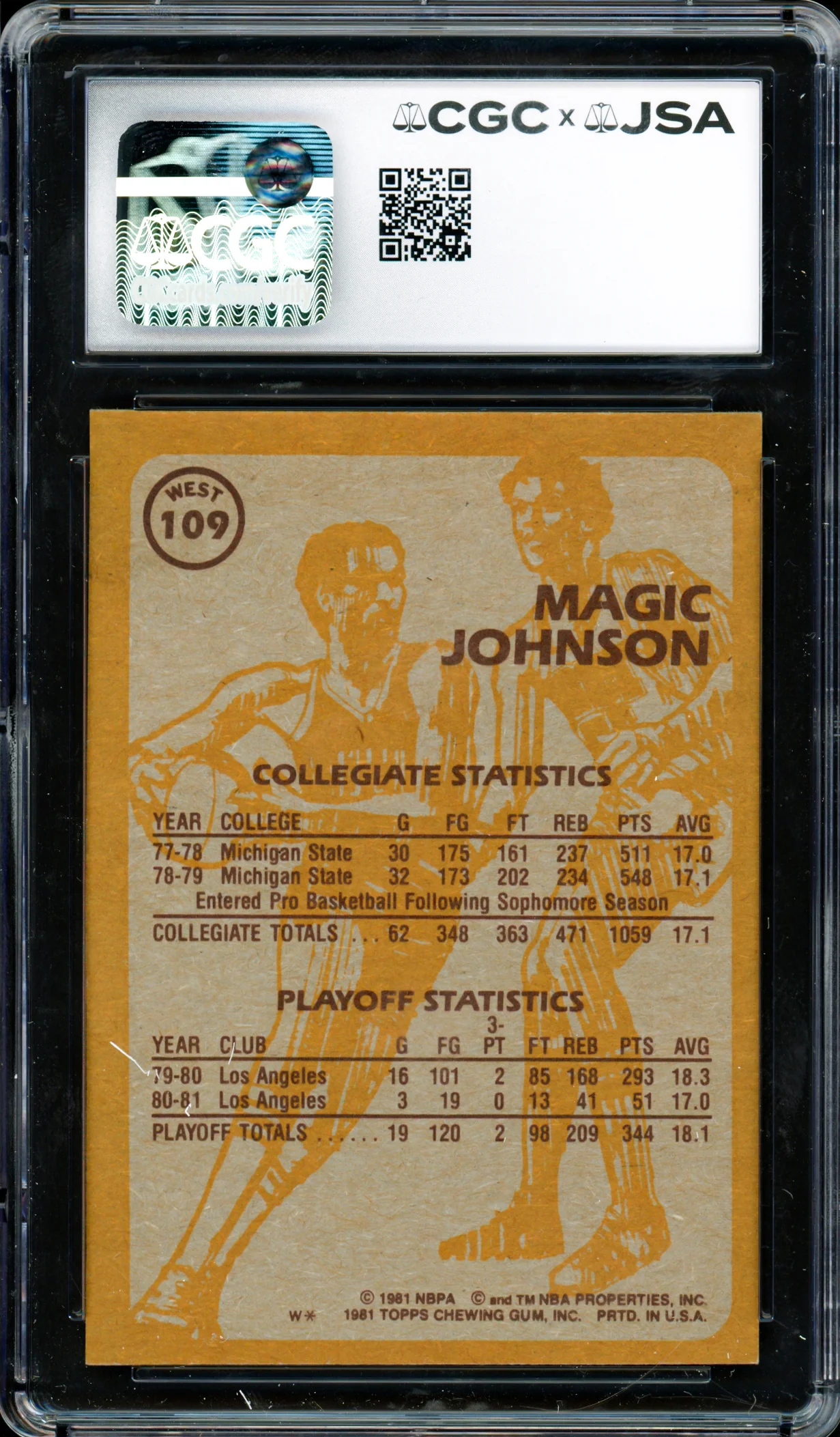 Magic Johnson Autographed 1981-82 Topps Card #109 Los Angeles Lakers Auto Grade Gem Mint 10 CGC x JSA #6131791244 - Image 2