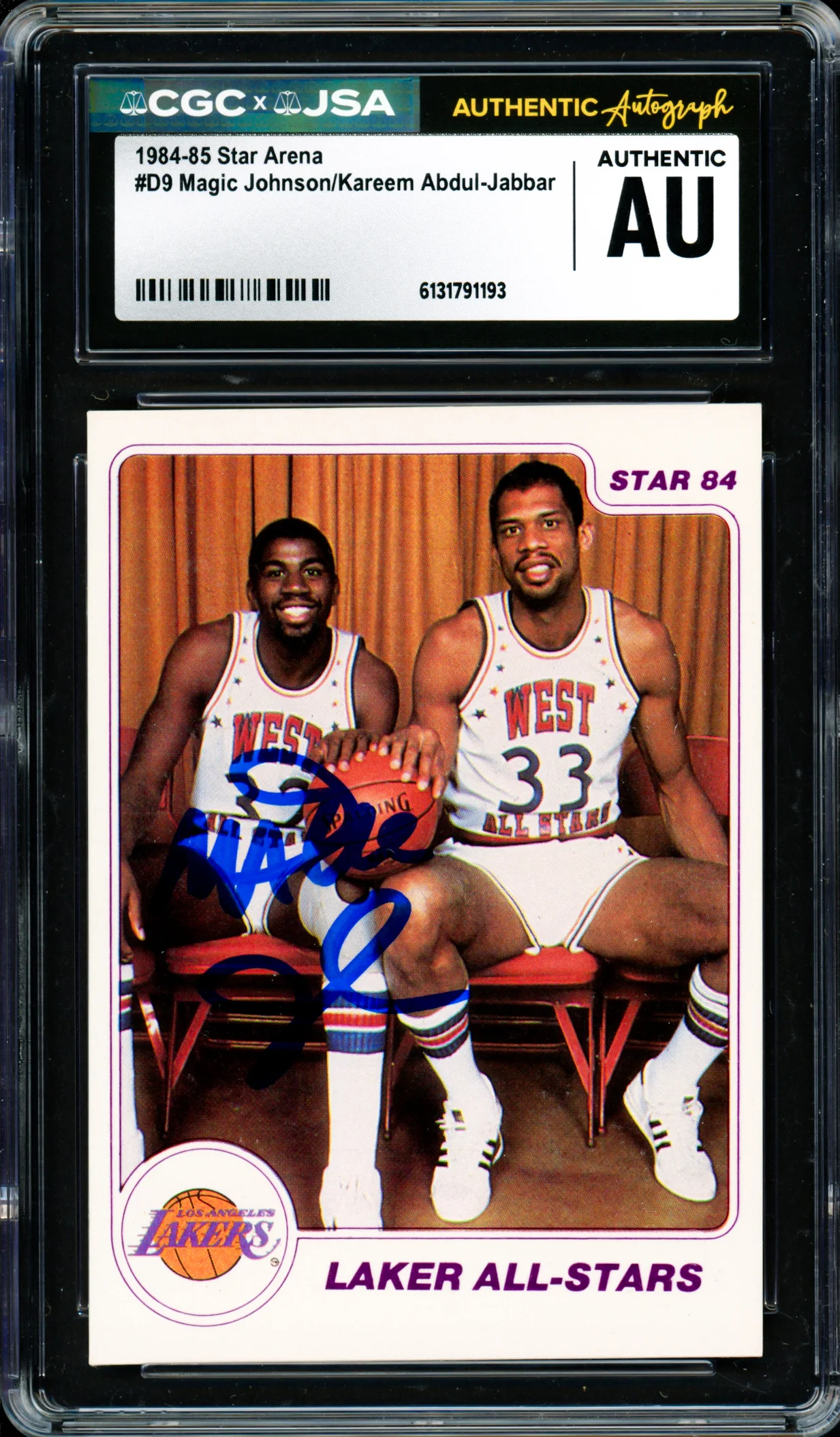 Magic Johnson Autographed 1984-85 Star Arena Card #9 Los Angeles Lakers CGC x JSA #6131791193