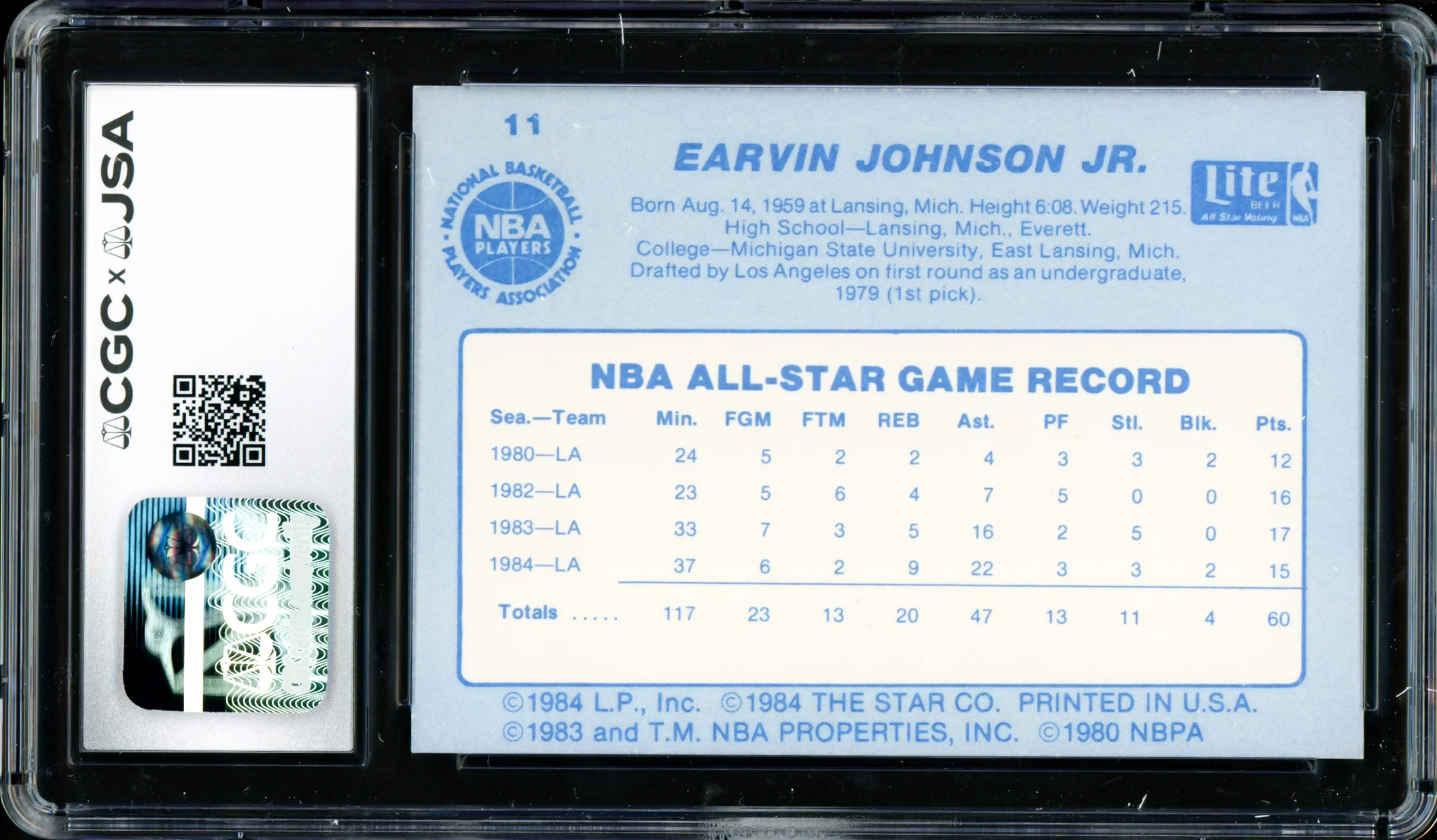 Magic Johnson Autographed 1985 Star Lite All-Stars Card #11 Los Angeles Lakers Auto Grade Gem Mint 10 CGC x JSA #6131791187 - Image 2