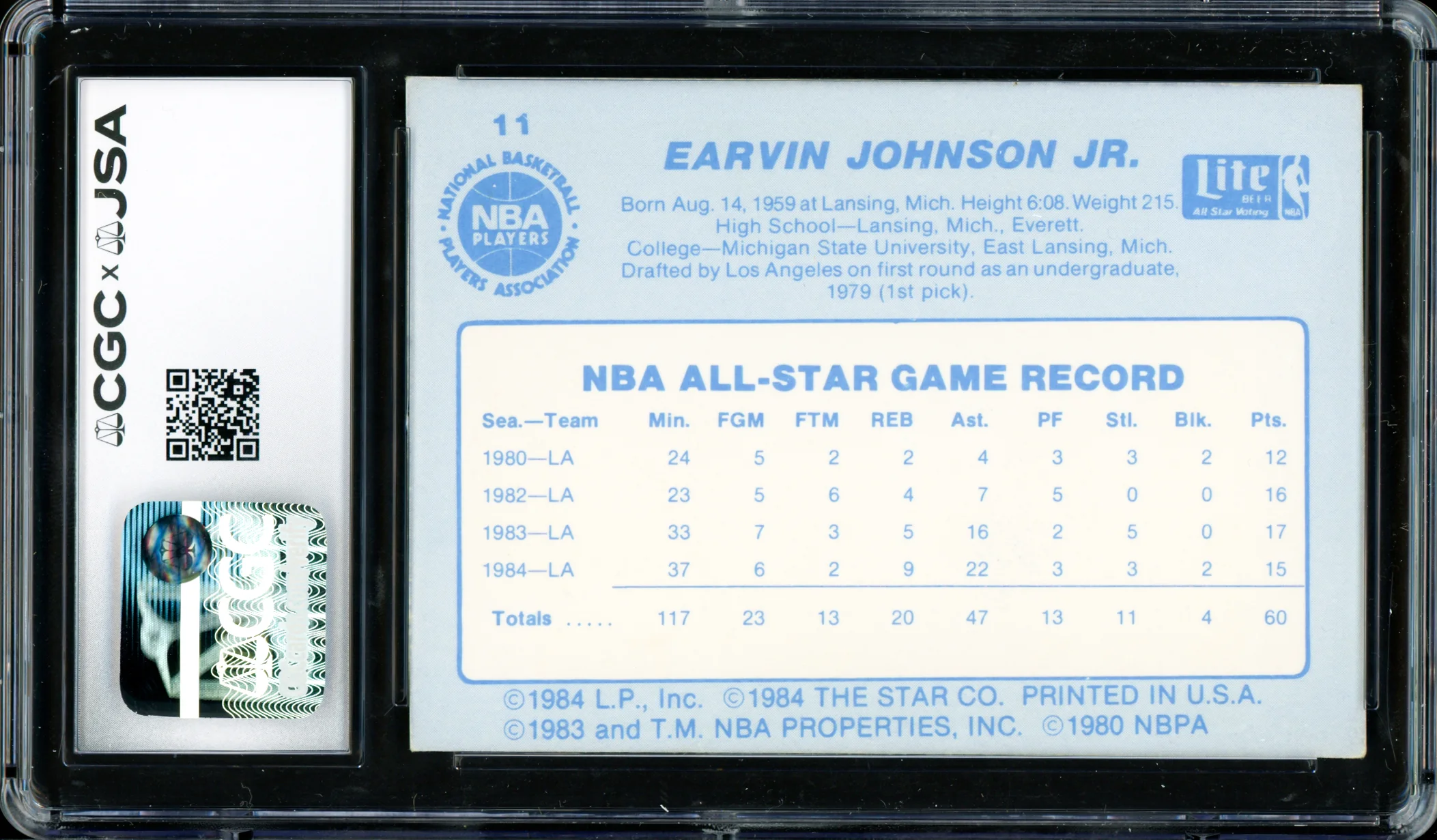 Magic Johnson Autographed 1985 Star Lite All-Stars Card #11 Los Angeles Lakers CGC x JSA #6131791188 - Image 2