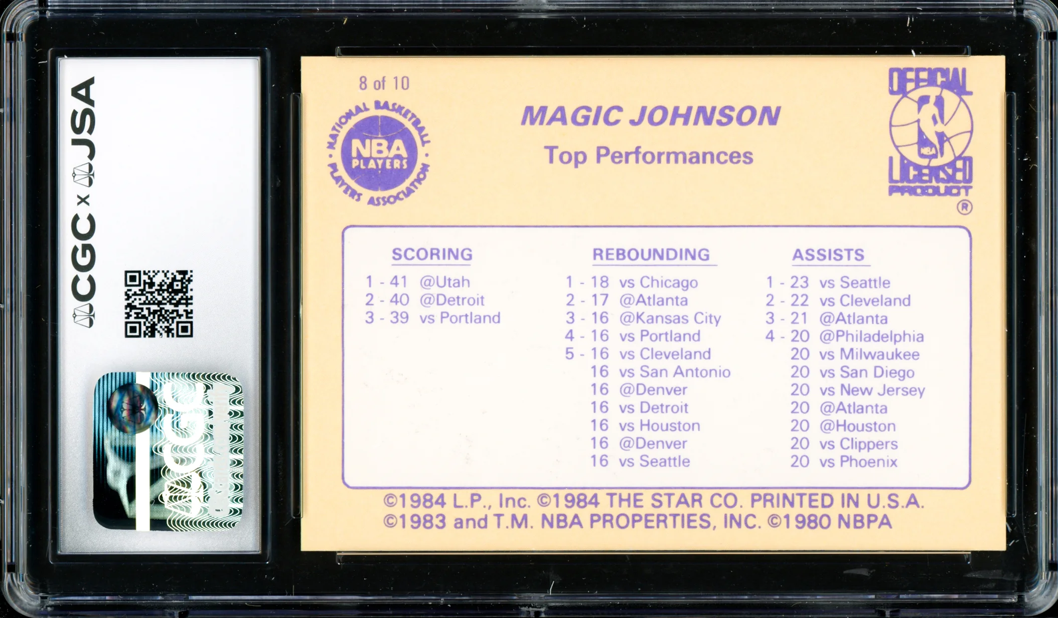 Magic Johnson Autographed 1986 Star Card #8 Los Angeles Lakers CGC x JSA #6131791191 - Image 2