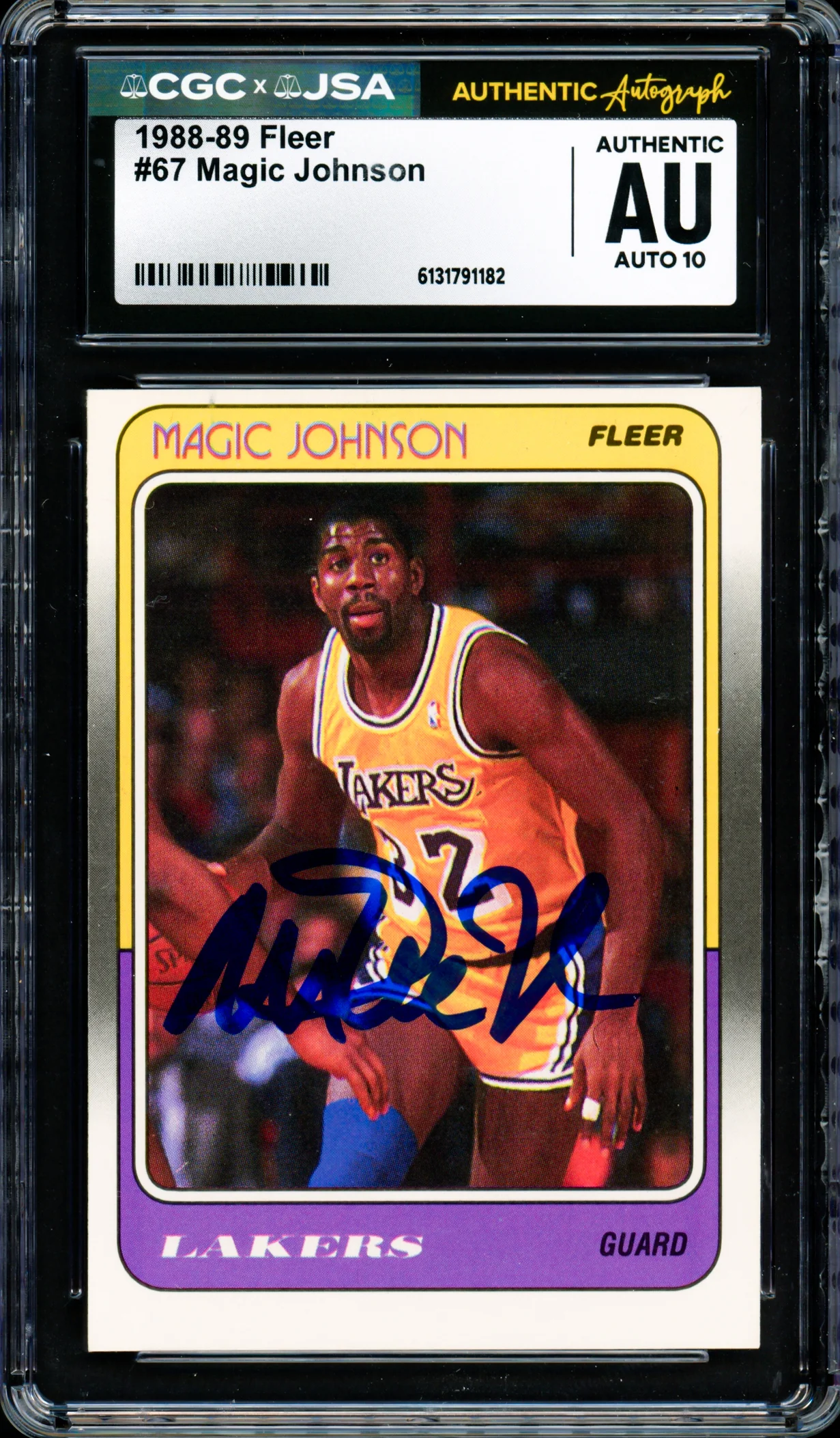 Magic Johnson Autographed 1988-89 Fleer Card #67 Los Angeles Lakers Auto Grade Gem Mint 10 CGC x JSA #6131791182