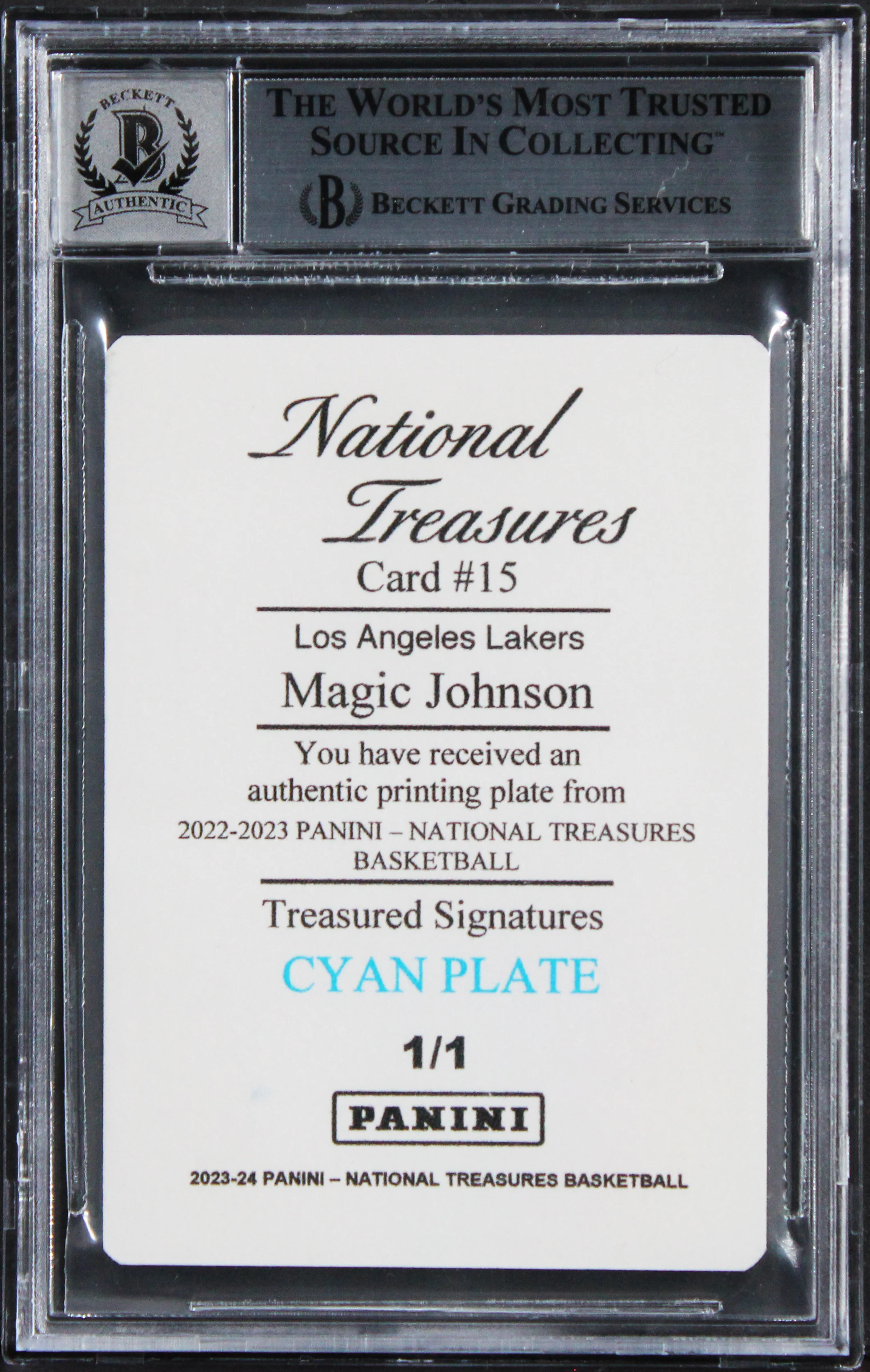 Magic Johnson HOF 2002 Signed 2022 NT Sig PP Cyan #15 1/1 Card Auto 10! BAS Slab - Image 3