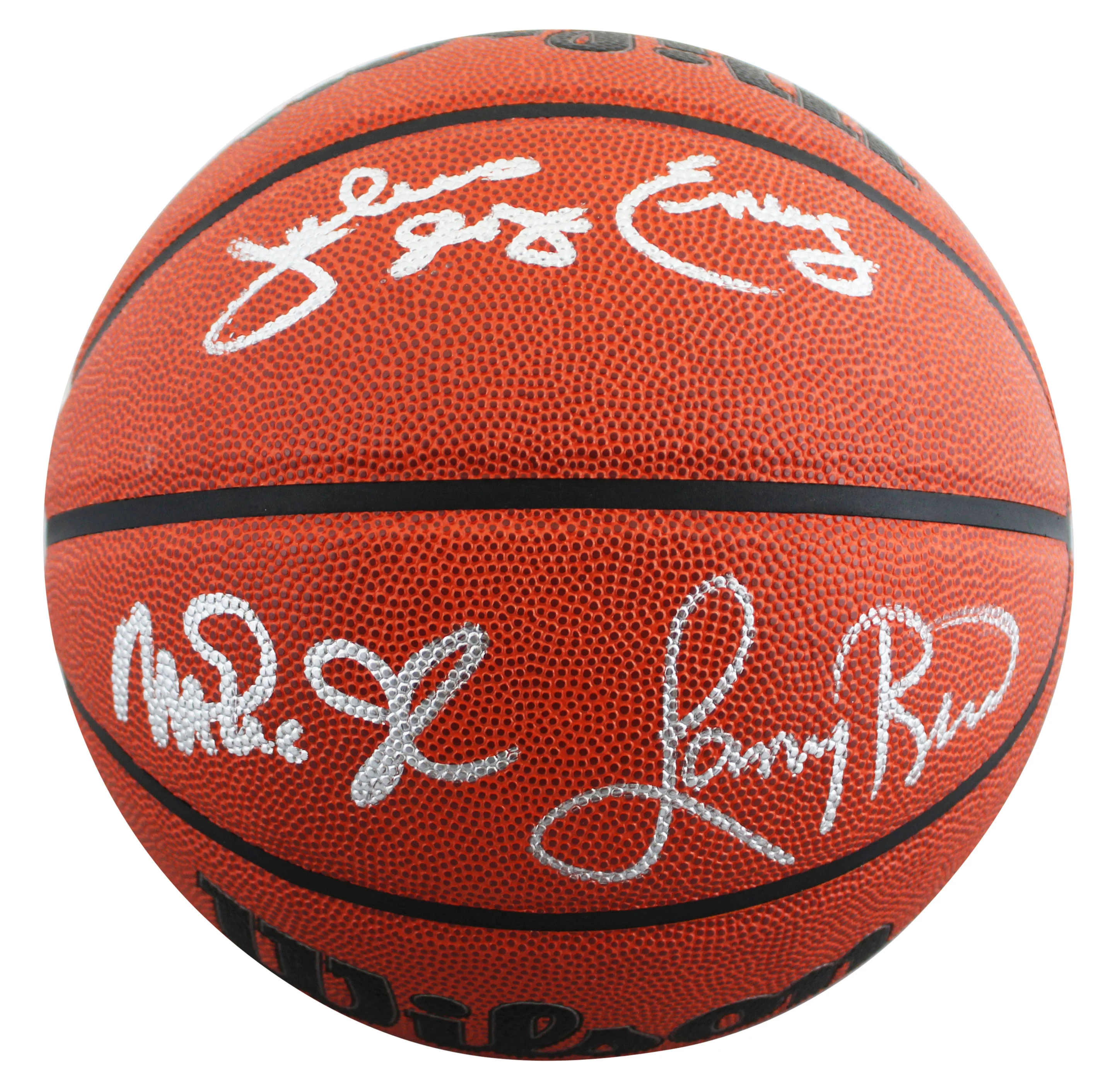 Magic Johnson, Larry Bird & Julius "Dr. J." Erving Signed Wilson Basketball BAS - Image 3