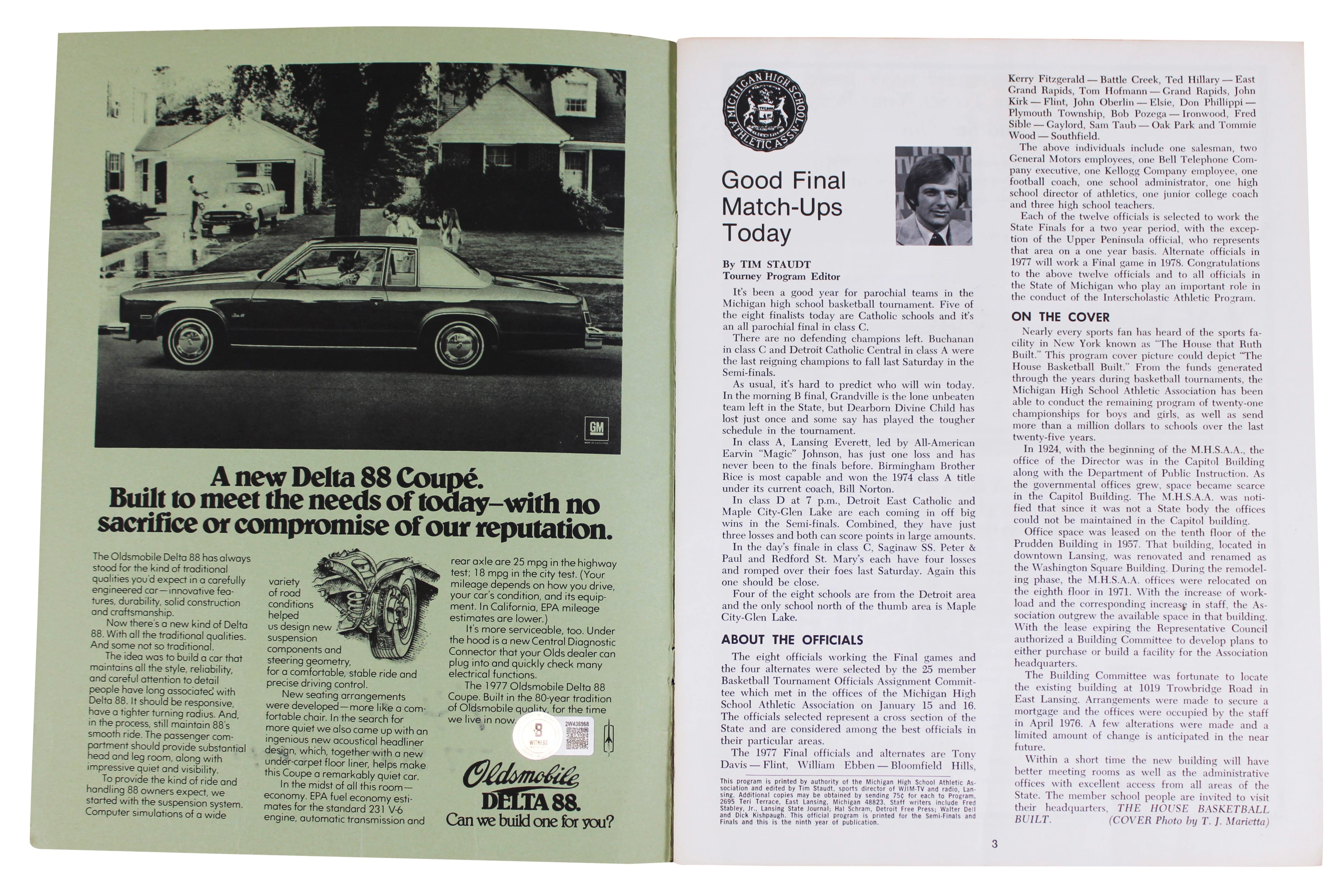 Magic Johnson Signed 1977 Michigan High School Championships Program BAS Wit 1 - Image 4