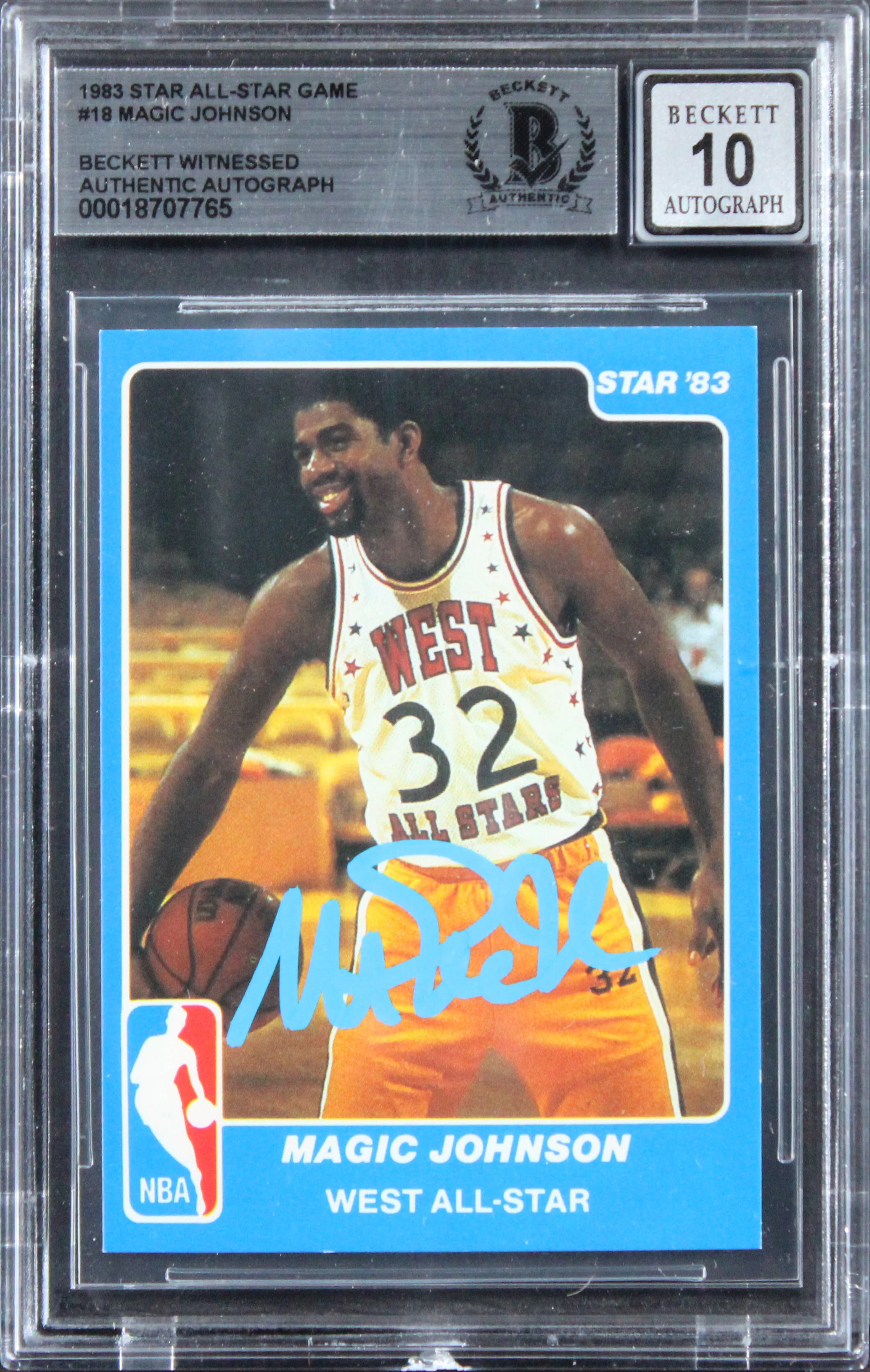 Magic Johnson Signed 1983 Star All-Star Game #18 Card Auto Grade 10! BAS Slabbed - Image 2