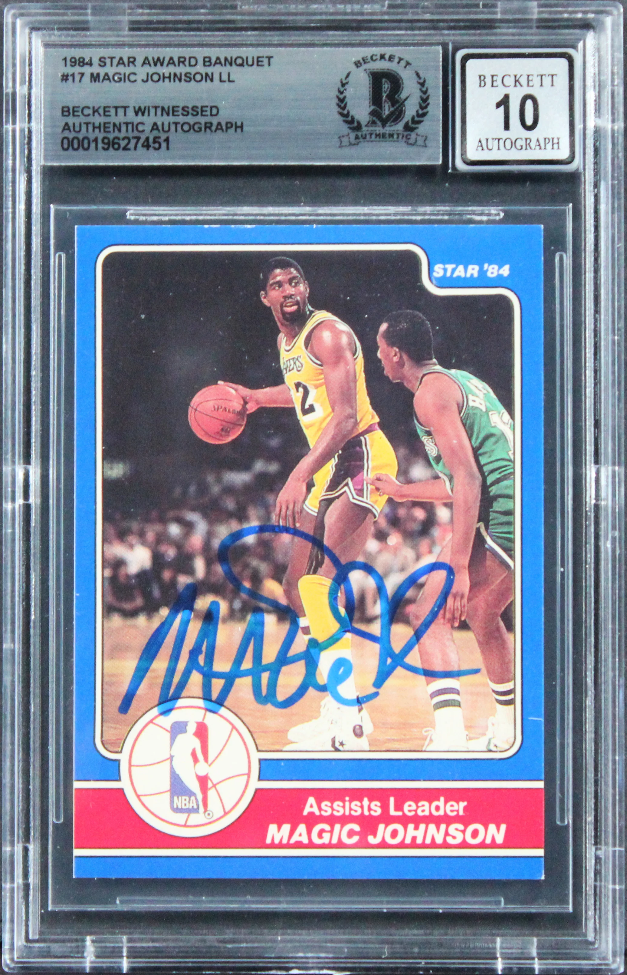 Magic Johnson Signed 1984 Star Award Banquet #17 Card Auto Grade 10! BAS Slabbed - Image 2