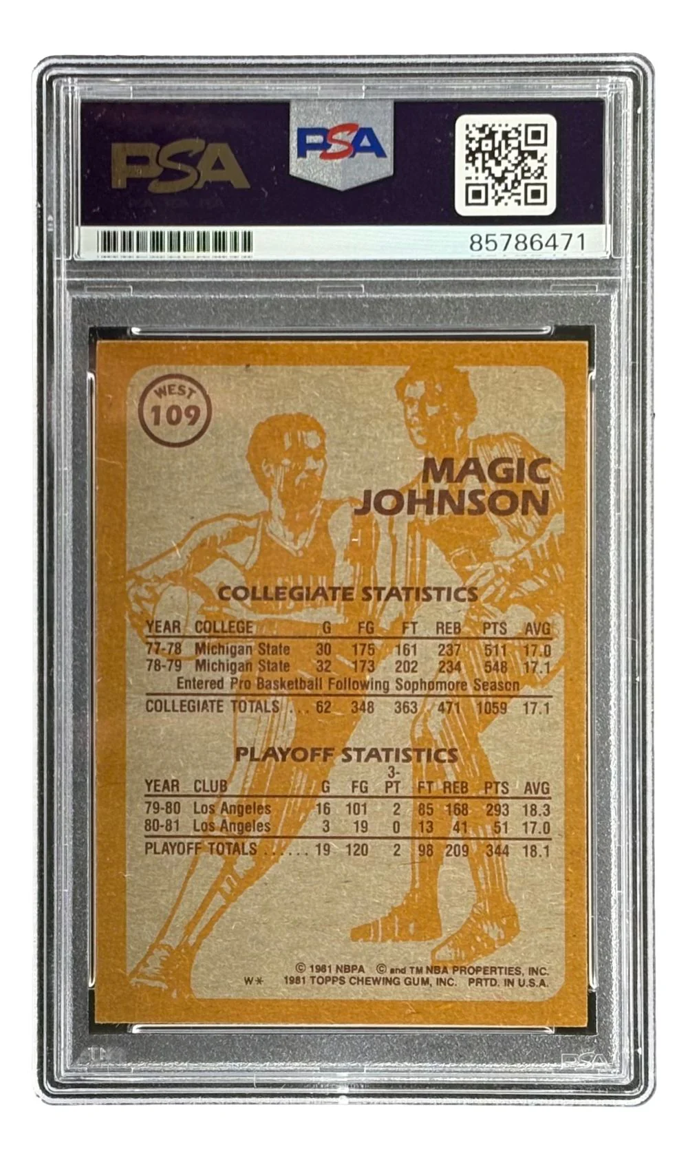 Magic Johnson Signed In Silver On Card 1981 Topps #109 Lakers Card PSA Auto 10 - Image 2