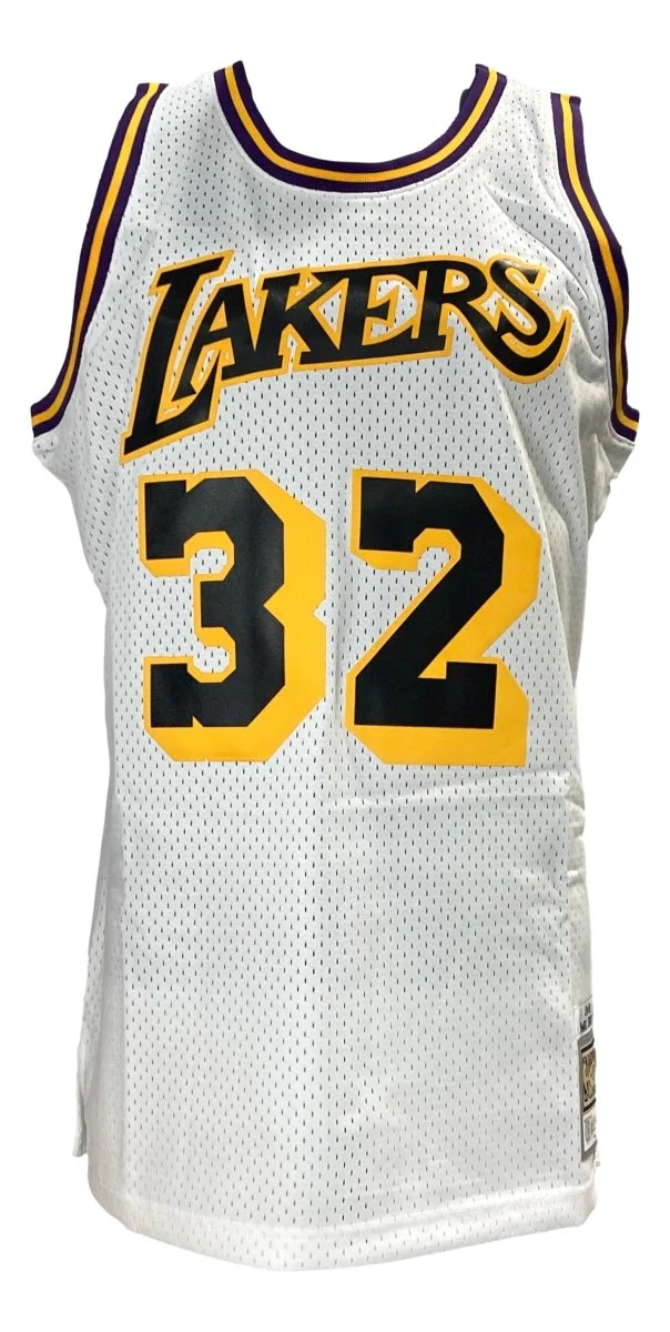 Magic Johnson Signed LA Lakers 1984-85 White M&N HWC Swingman Jersey BAS ITP - Image 2